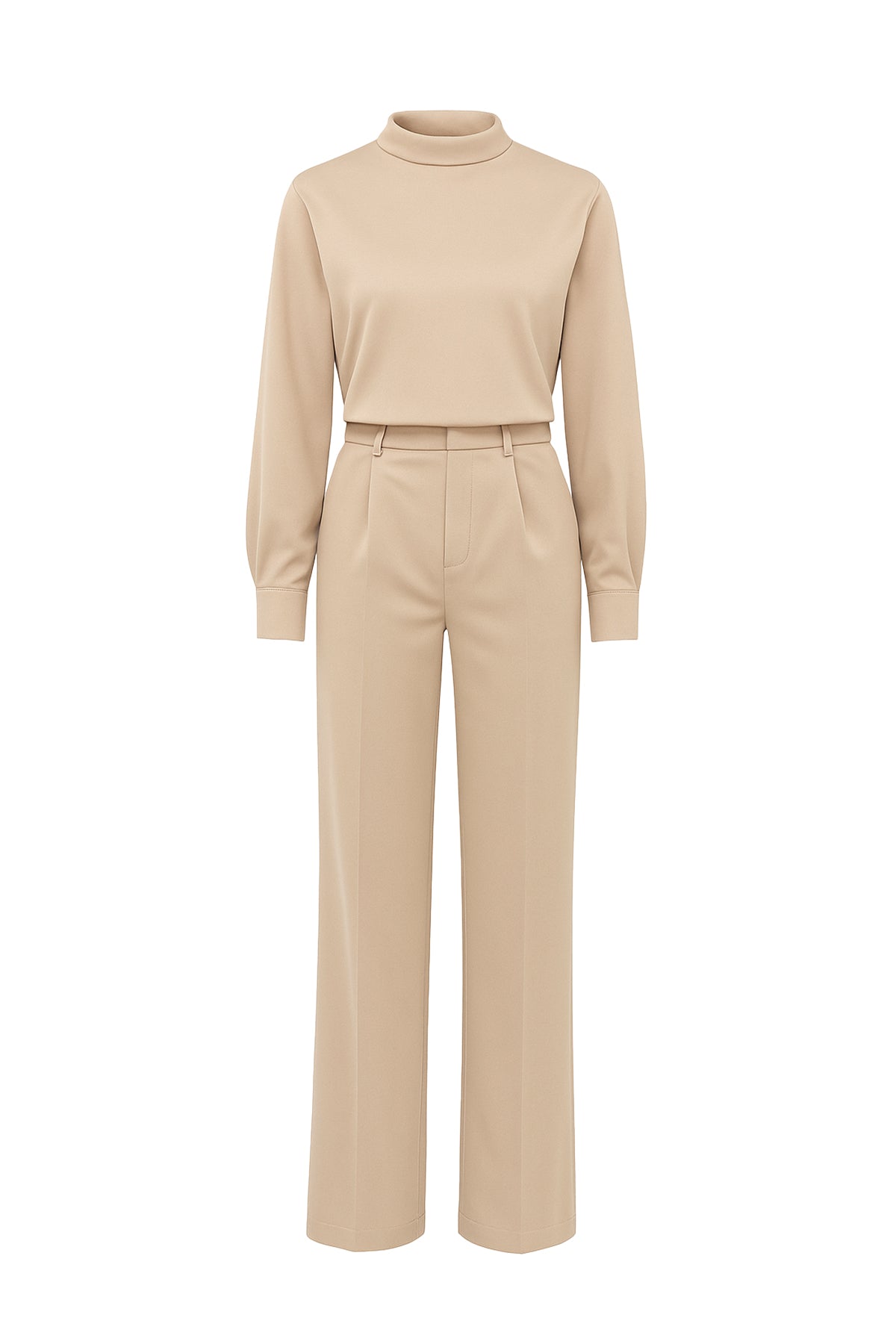 Formal Things Woven Mock Neck Long Sleeve Top and Pants Set