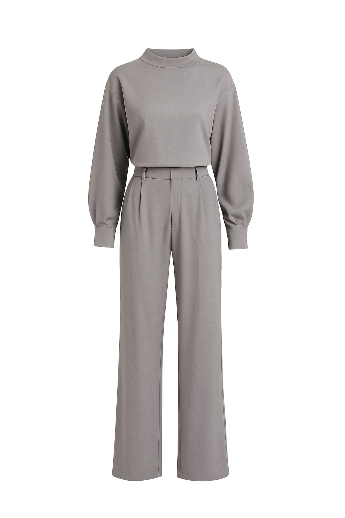 Formal Things Woven Mock Neck Long Sleeve Top and Pants Set