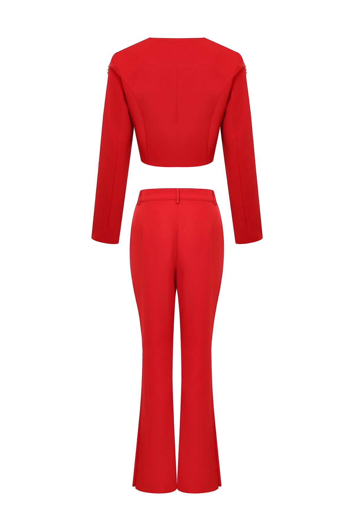 Guesting Woven Embellished Jacket and Flare Pants Set