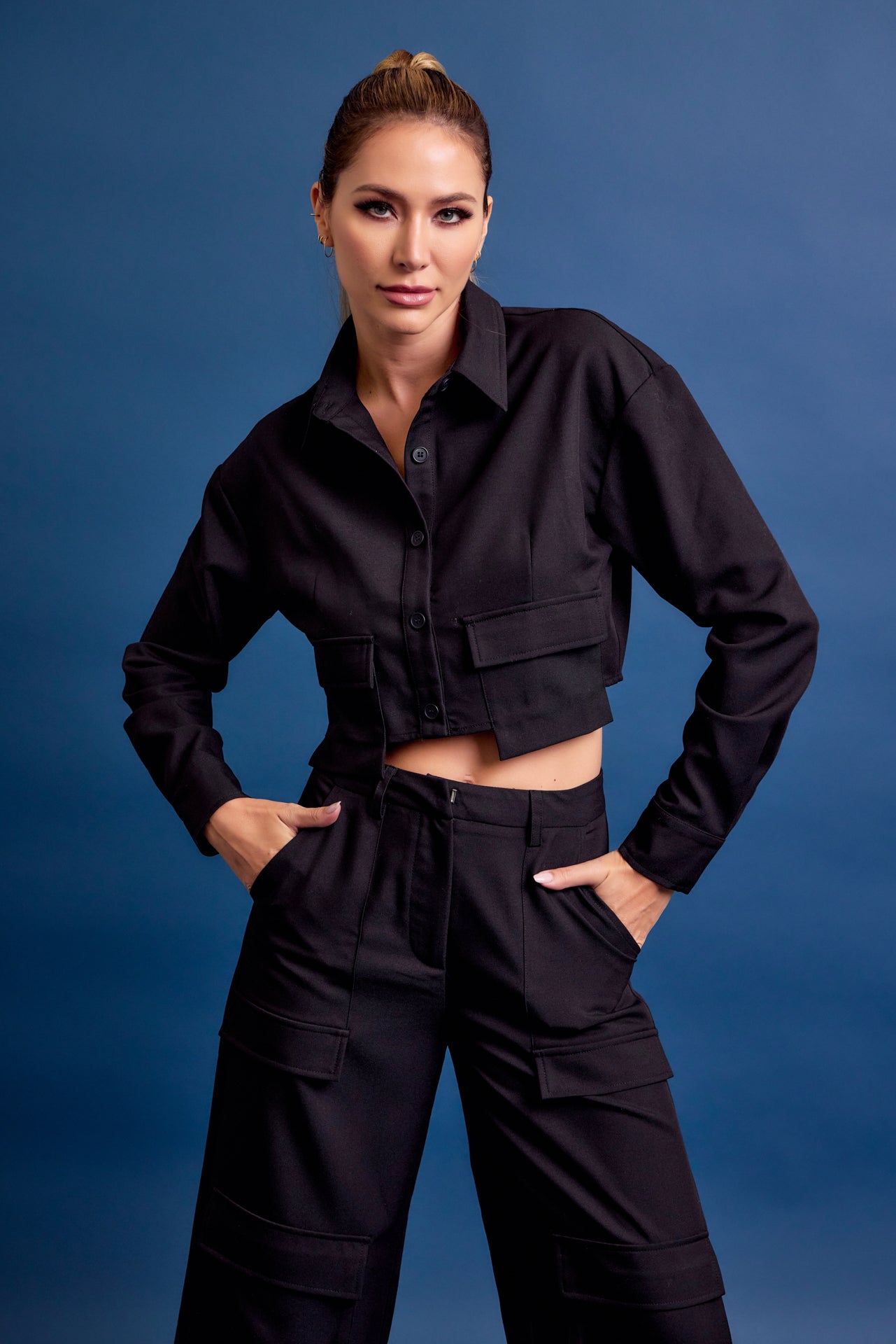 Woven Cargo Jacket and Pants Set