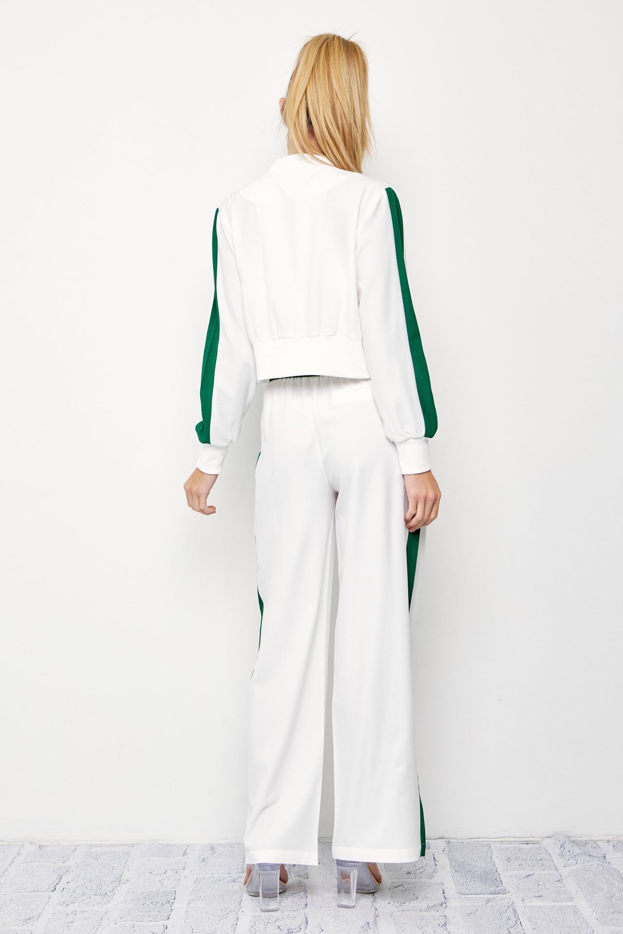 Clara Woven Jacket and Pants Set With Contrast Stripe