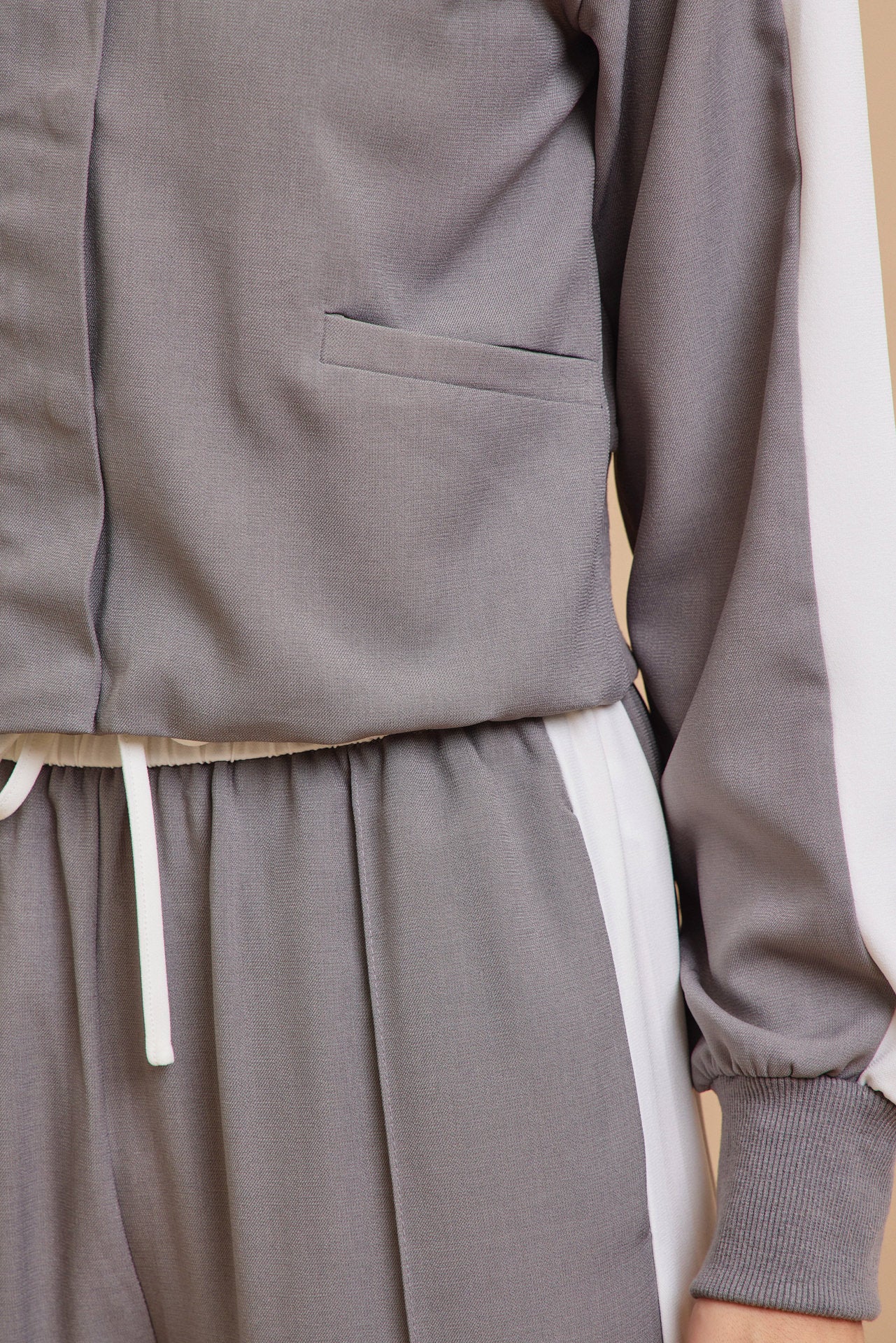 Clara Woven Jacket and Pants Set With Contrast Stripe