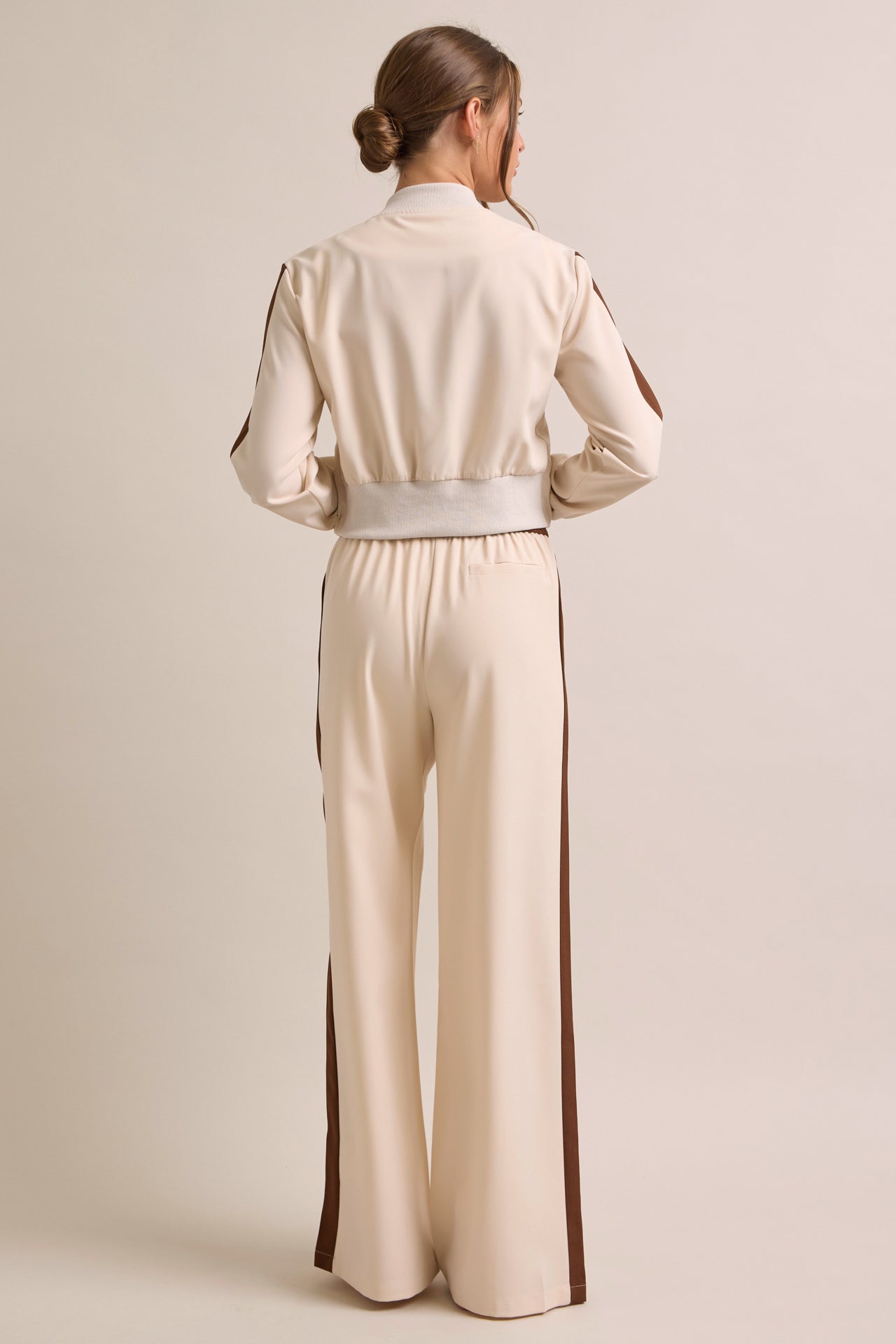 Clara Woven Jacket and Pants Set With Contrast Stripe