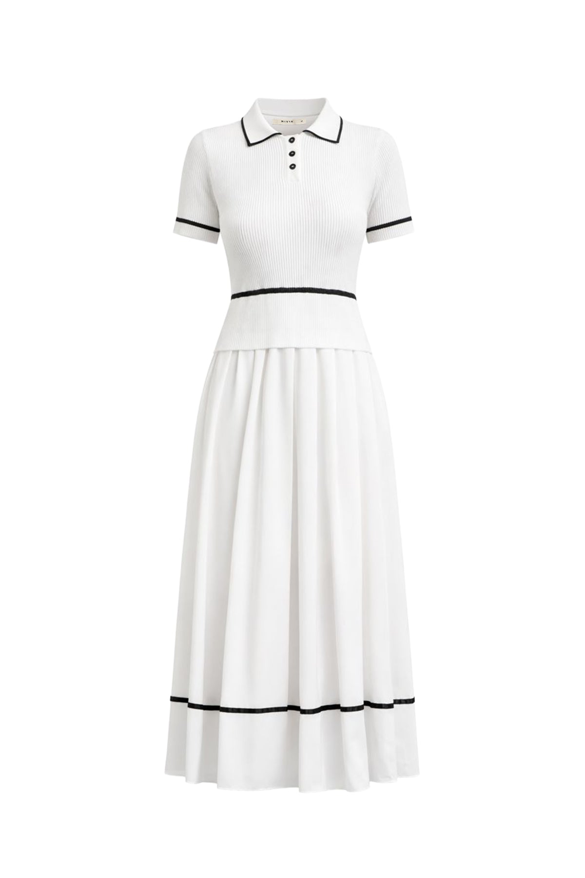 Talyssa Knit Slvls Midi Dress with Pleated Woven Skirt