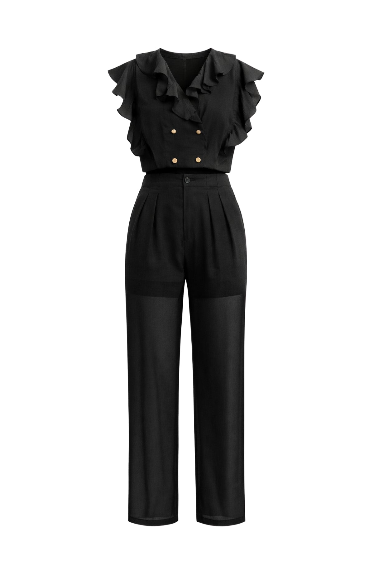 Ruffled Radiance Woven Crop Top and Pants Set