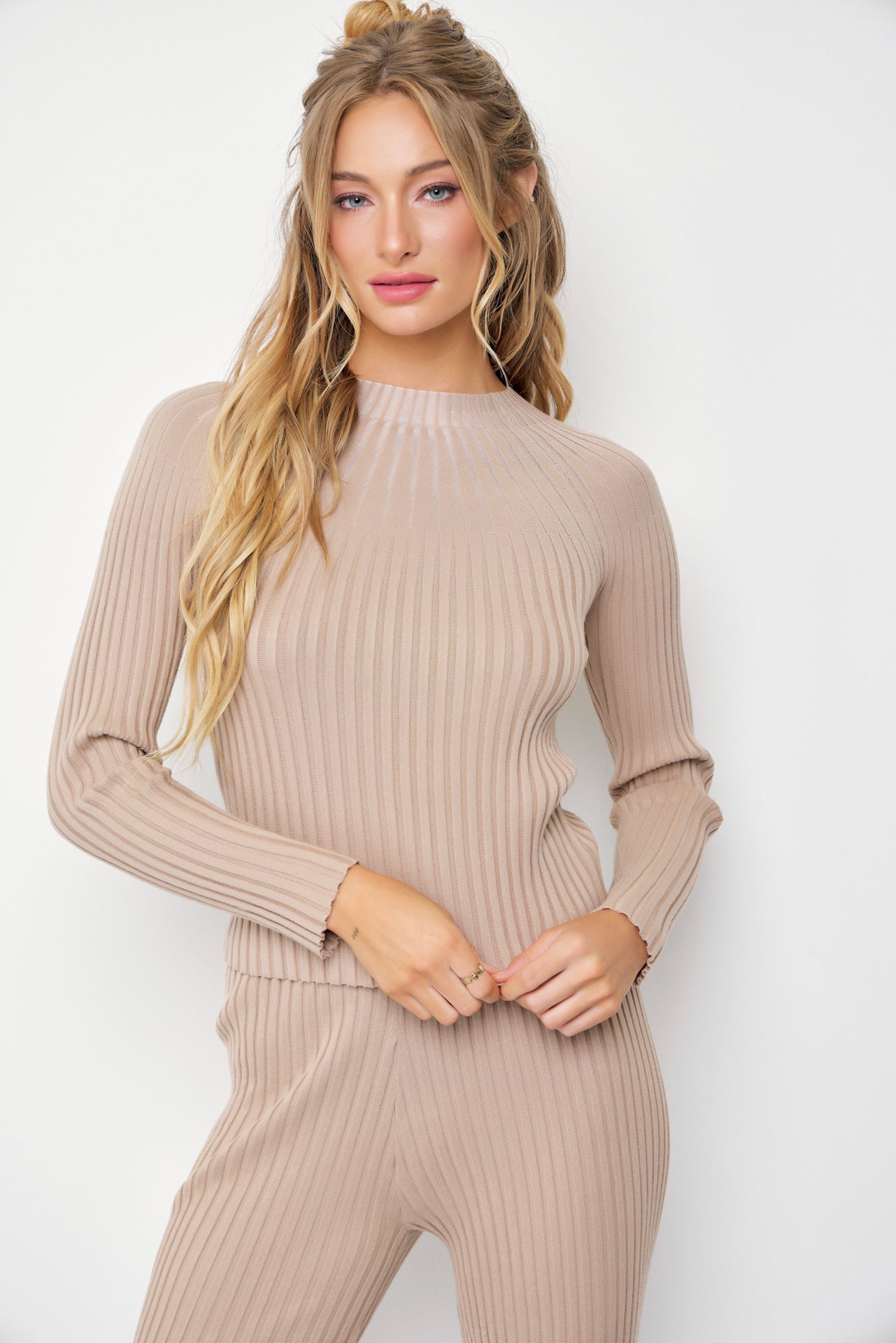 Unlike No Other Rib Knit Long Sleeve Top and Pants Set