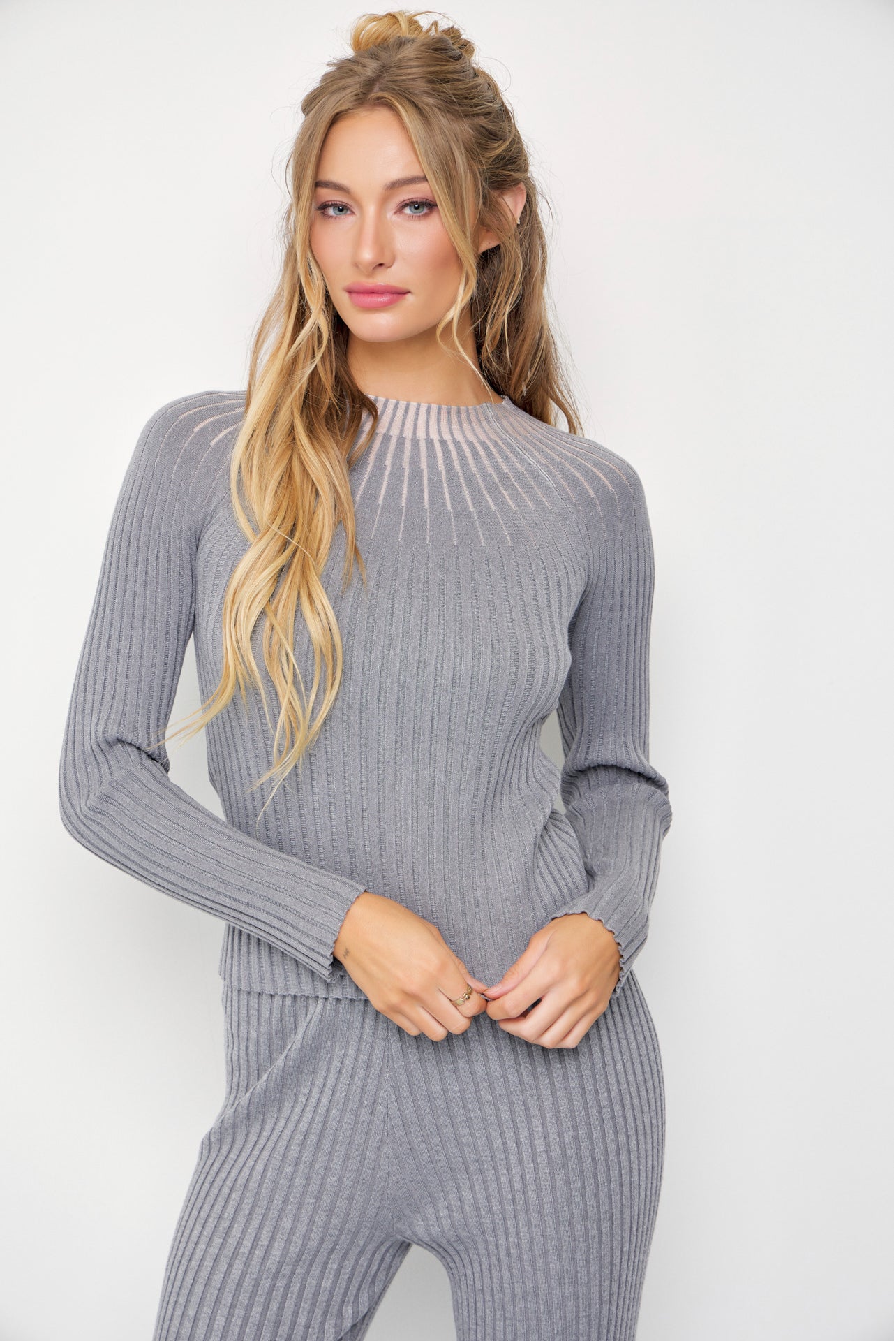 Unlike No Other Rib Knit Long Sleeve Top and Pants Set