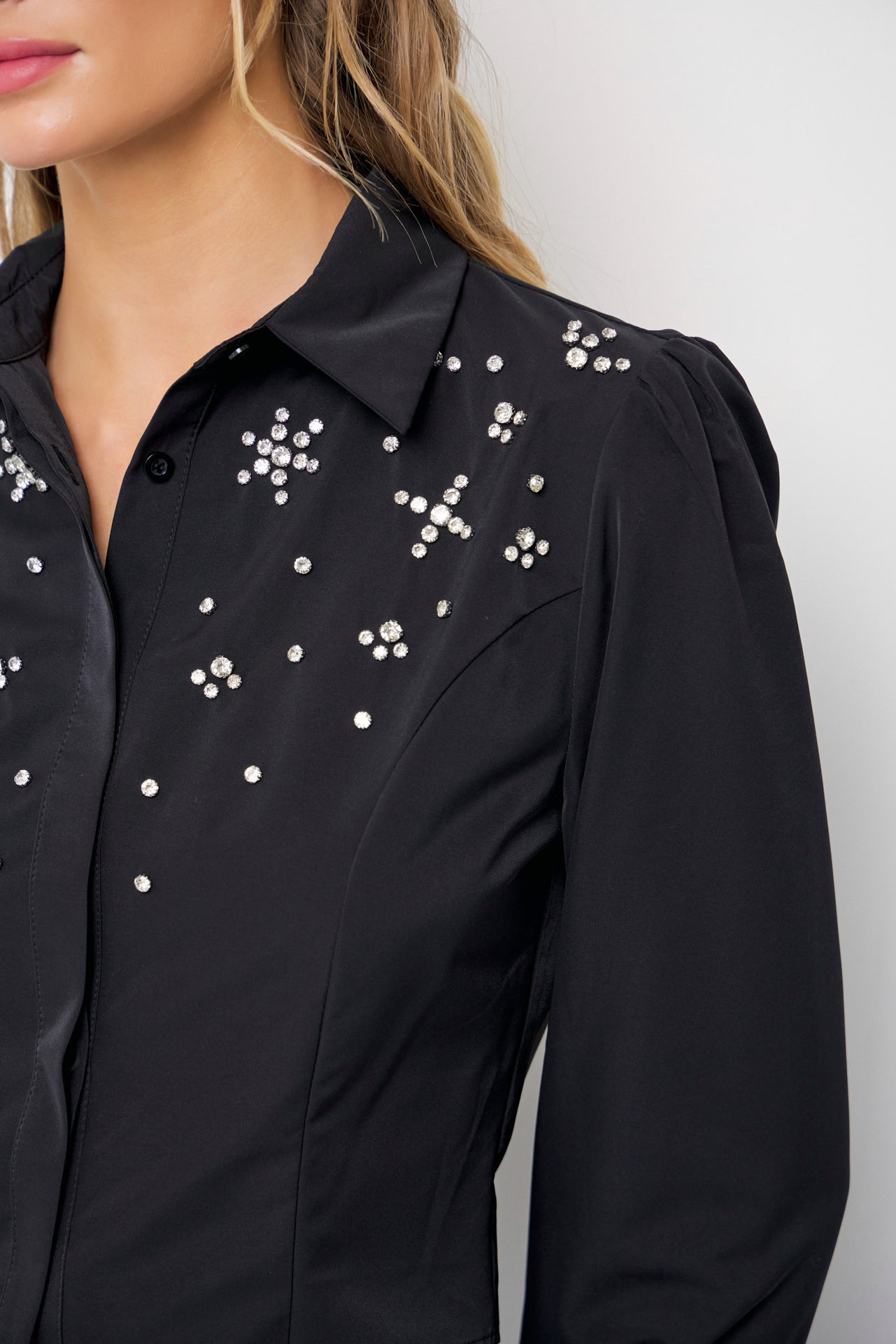 Puff & Shine Woven Embellished Long Sleeve Shirt