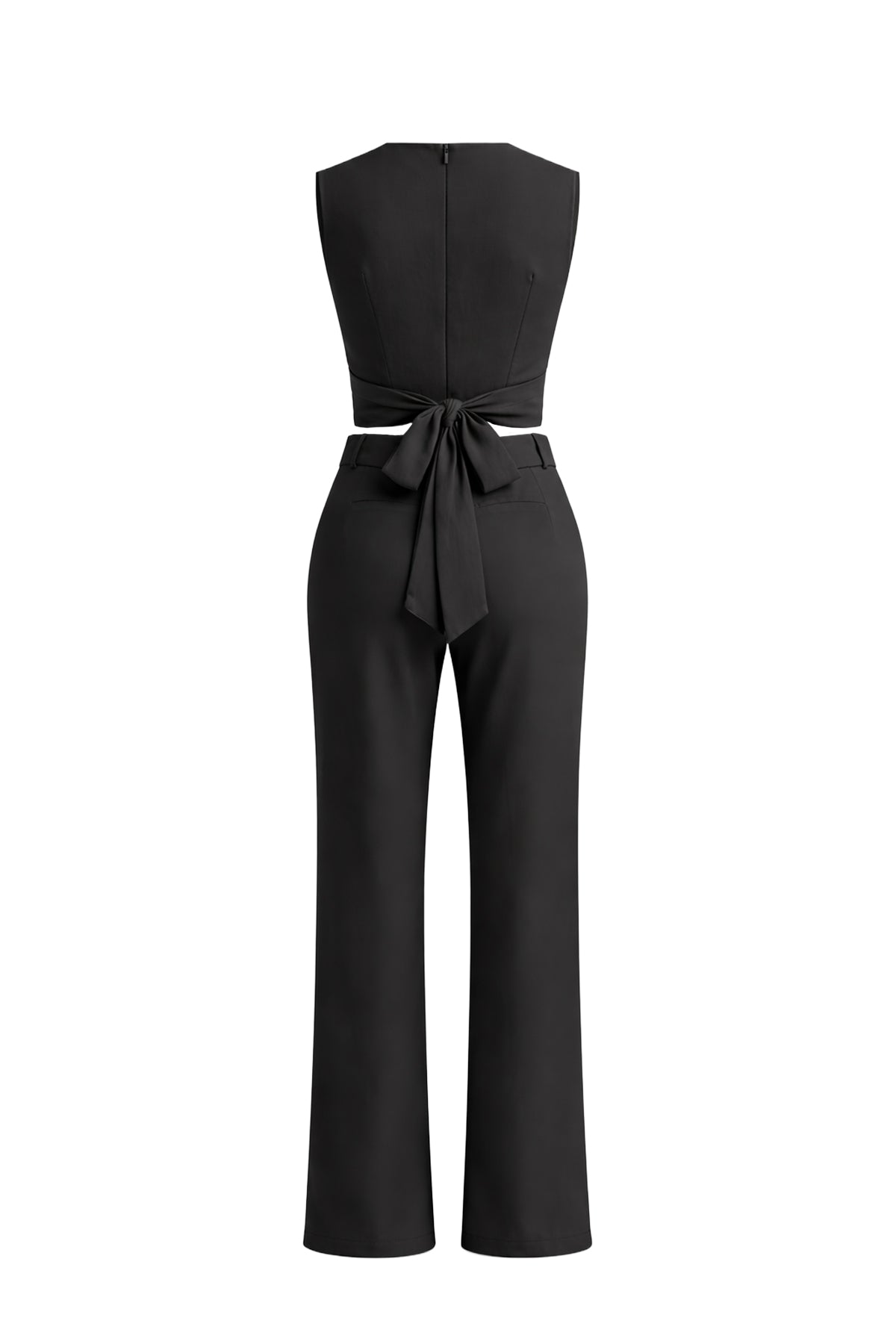 Keeping It Smart Woven Sleeveless Crop Wrap Top and Pants With Belt Set