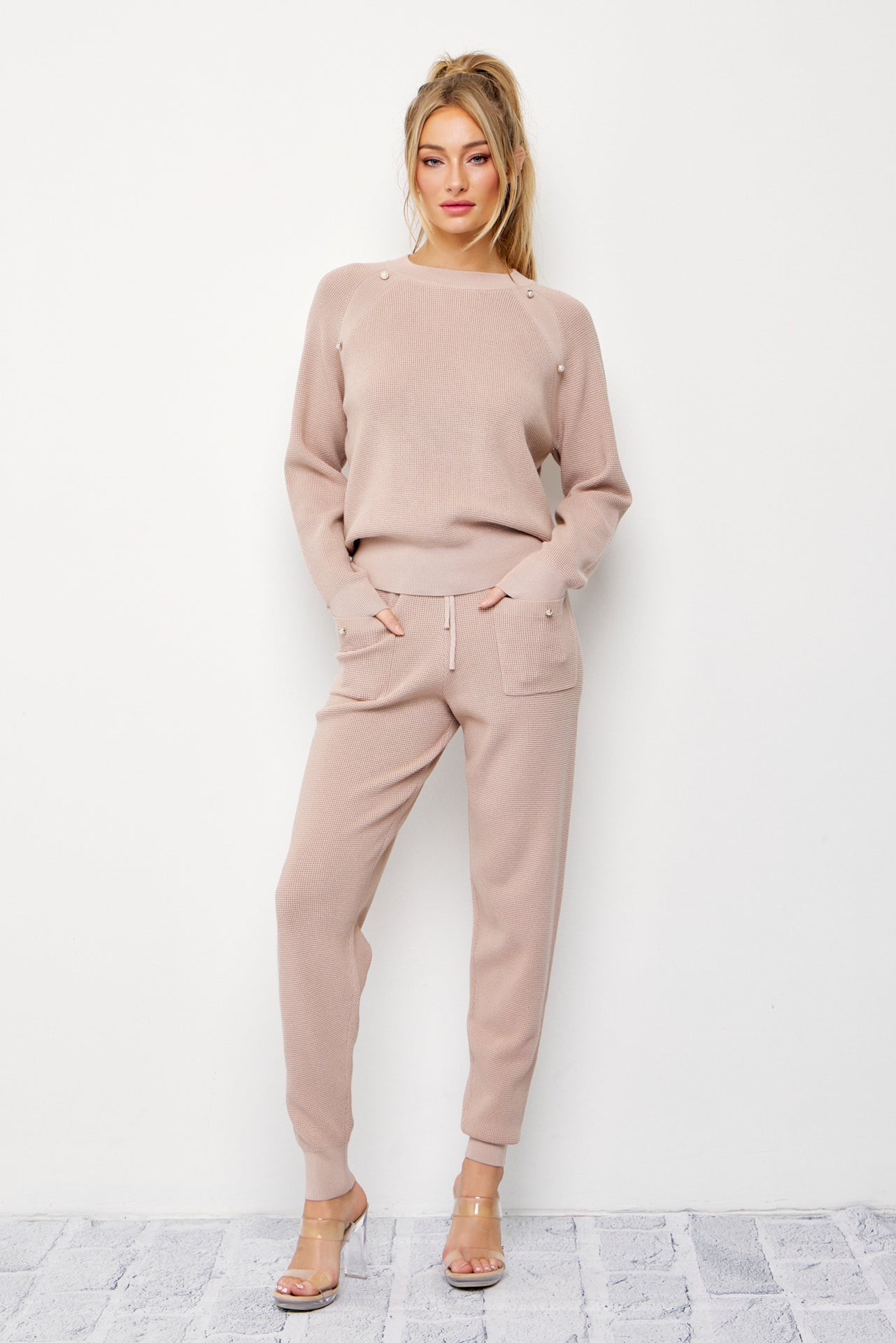 Alarice Knit Long Sleeve Top and Jogger Pants Set