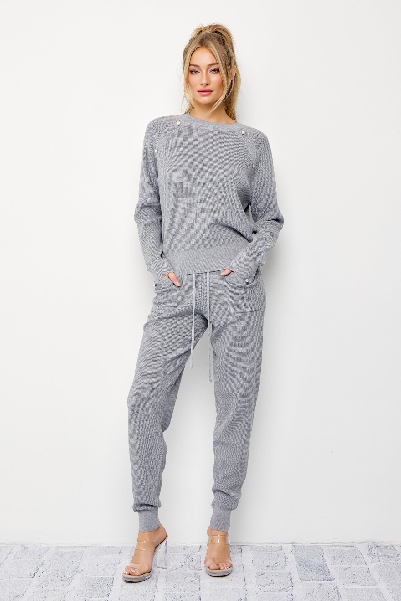Alarice Knit Long Sleeve Top and Jogger Pants Set