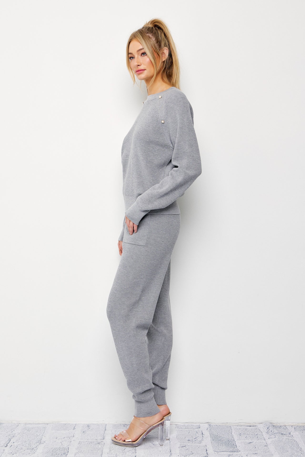Alarice Knit Long Sleeve Top and Jogger Pants Set