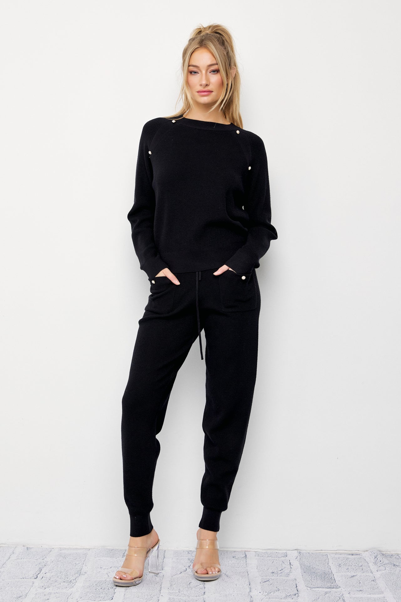 Alarice Knit Long Sleeve Top and Jogger Pants Set