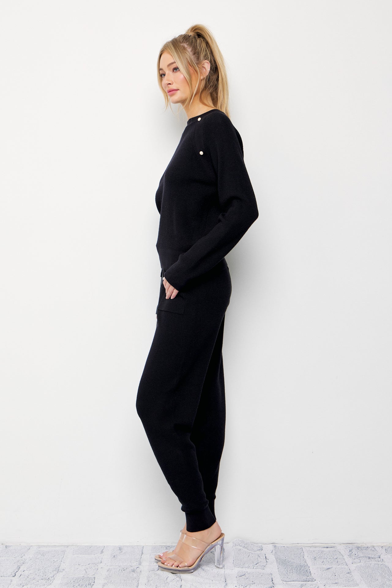 Alarice Knit Long Sleeve Top and Jogger Pants Set