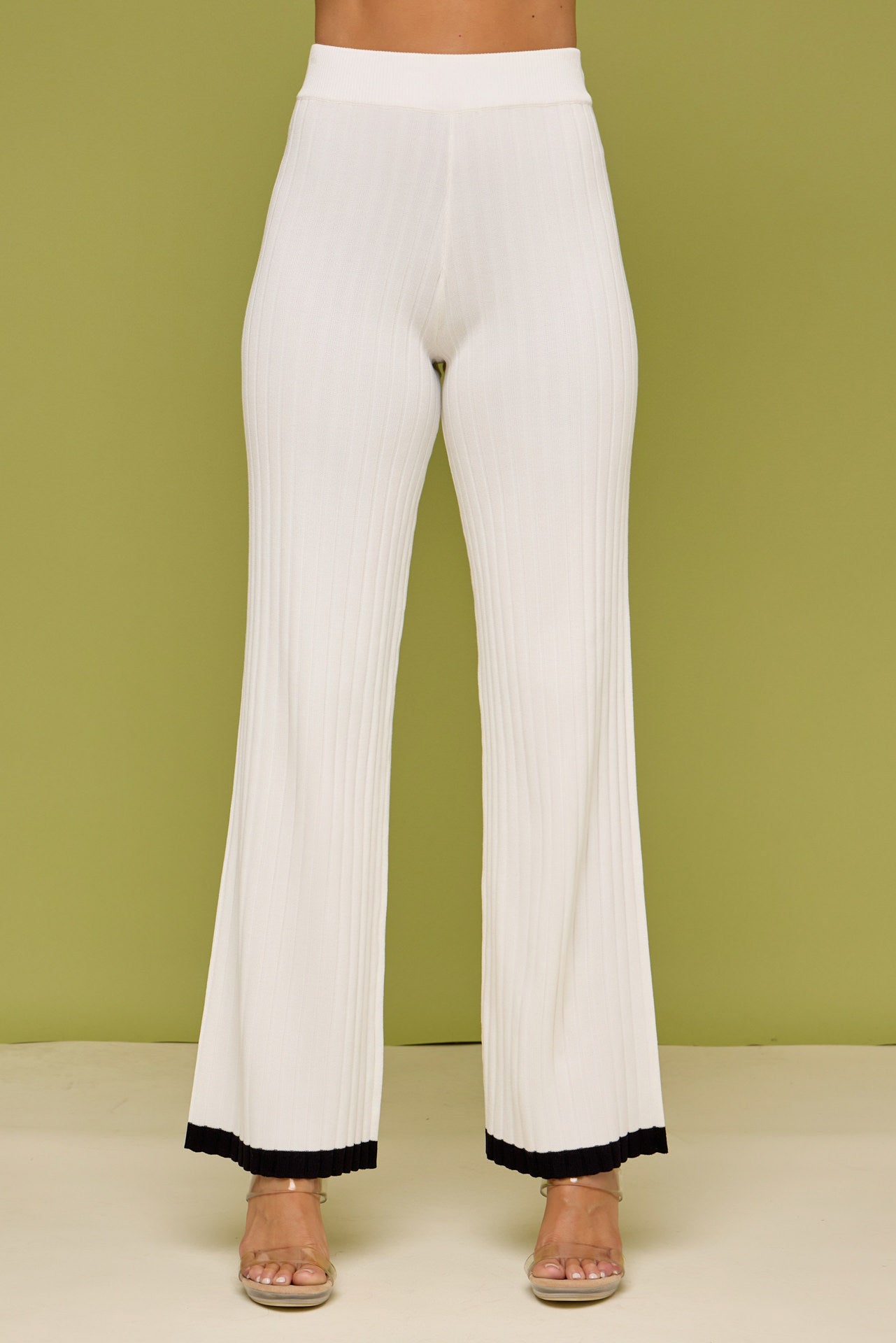 Happy Camper Rib Knit Short Sleeve Top and Pants Set With Contrast