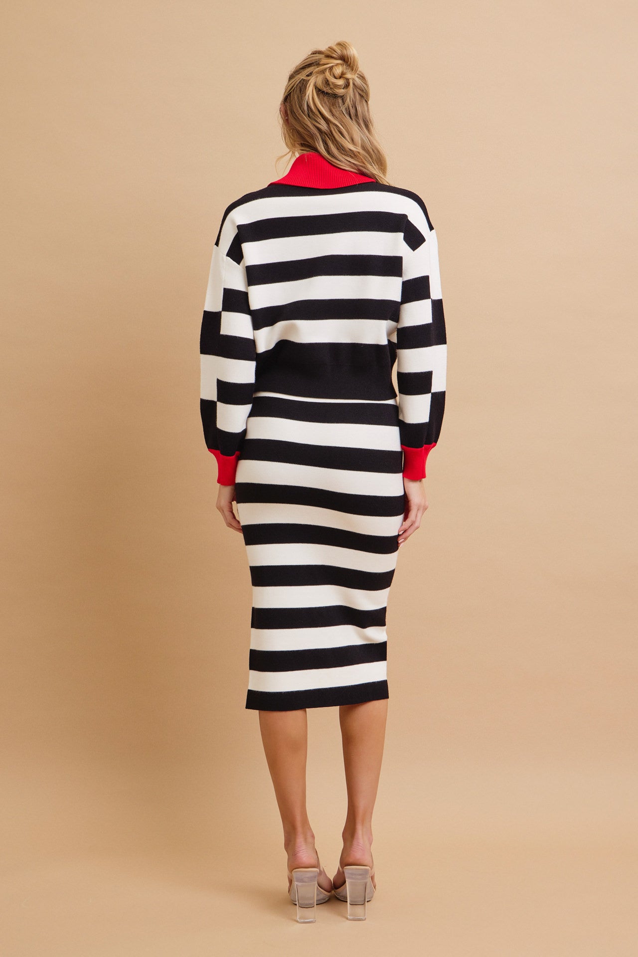 Happy Place Color Block Knit Turtle-Neck Top and Skirt Set