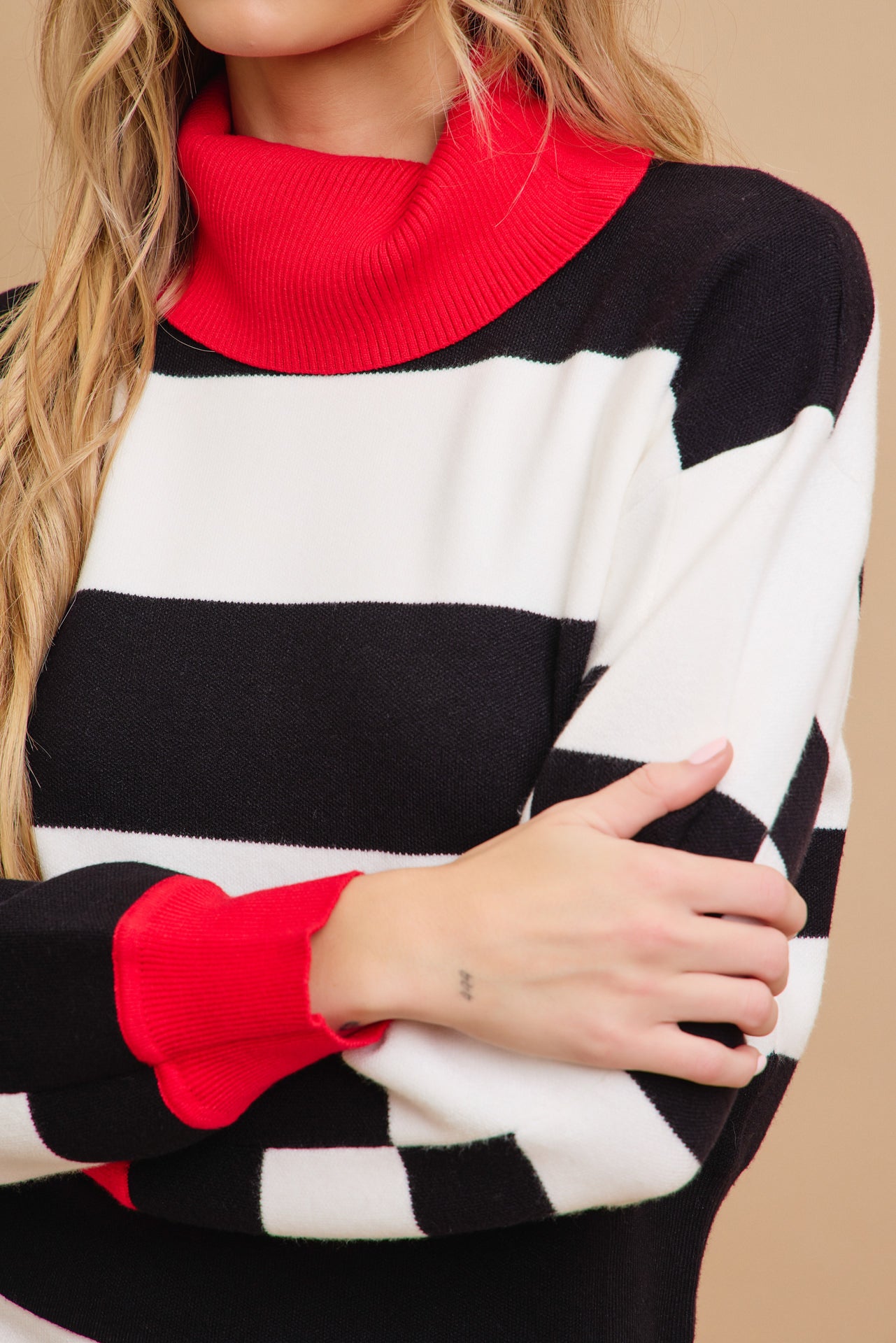 Happy Place Color Block Knit Turtle-Neck Top and Skirt Set