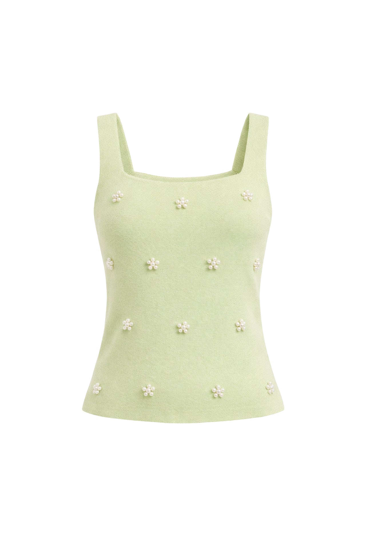 Cant Forget Me Knit Pearl Embellished Tank Top