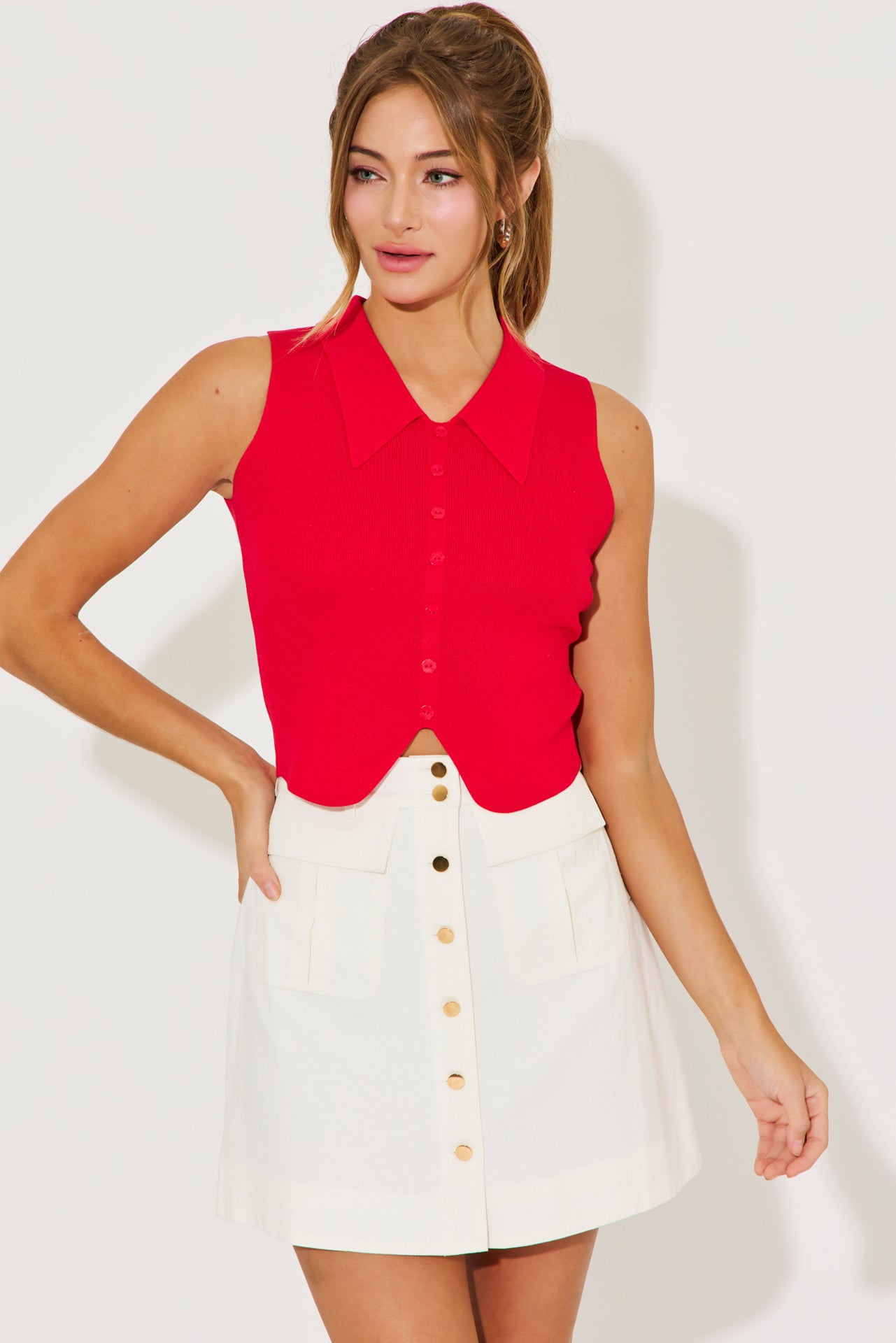 In Our Girly Era Woven Front Flap Pocket Mini Skirt