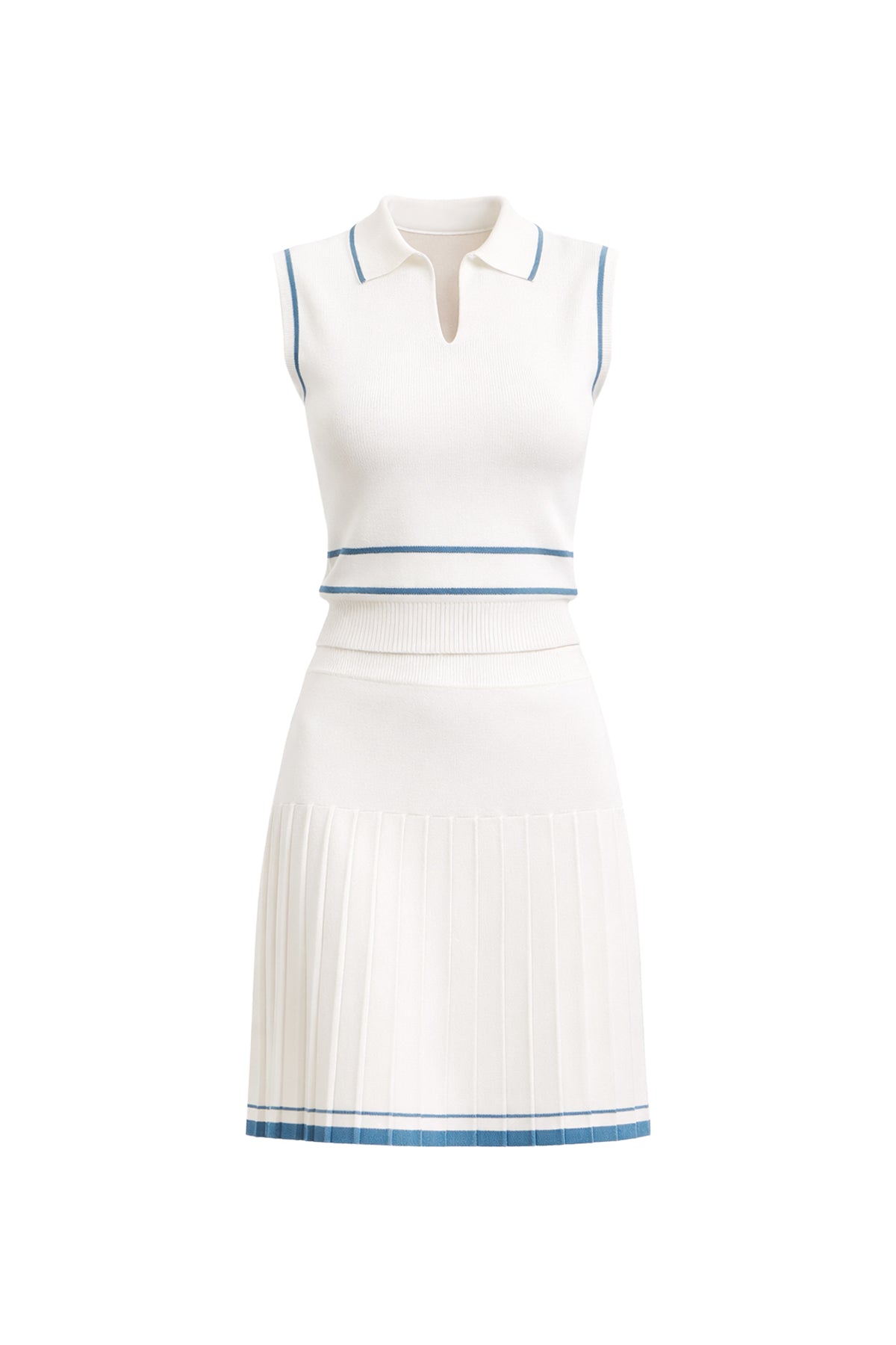 Stripe & Pleat Elegance Top And Mini Skirt Set