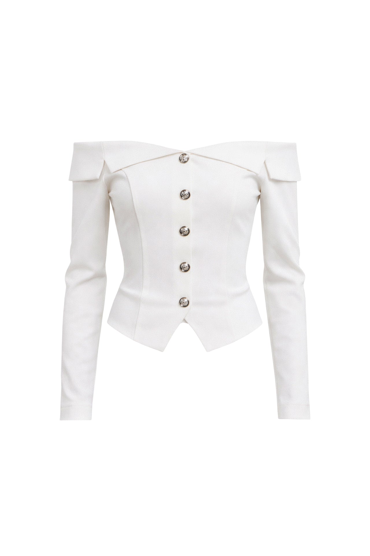 Chloe Woven Off Shoulder Blazer Top