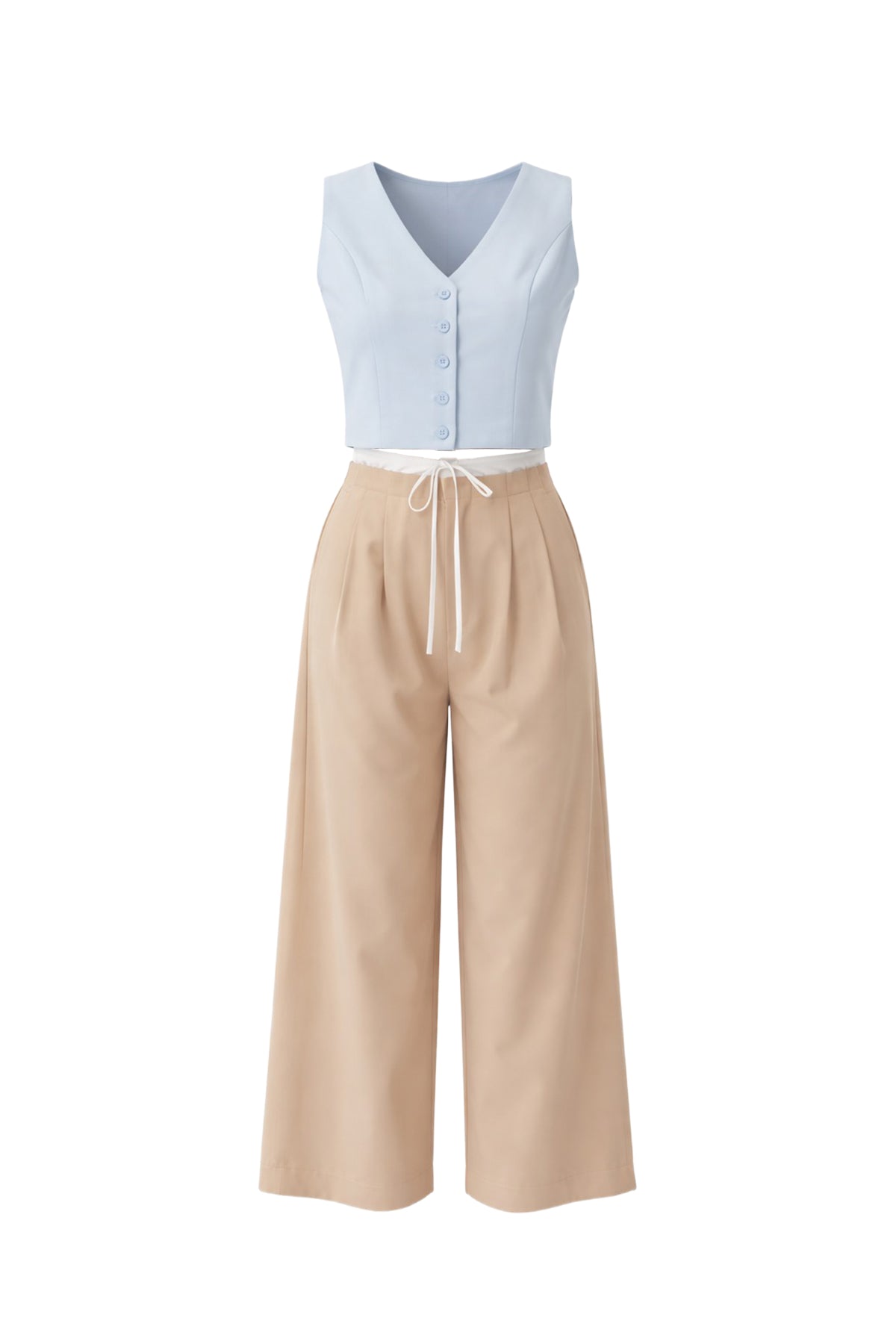 Oceane Woven Vest & Wide-leg Trouser Set