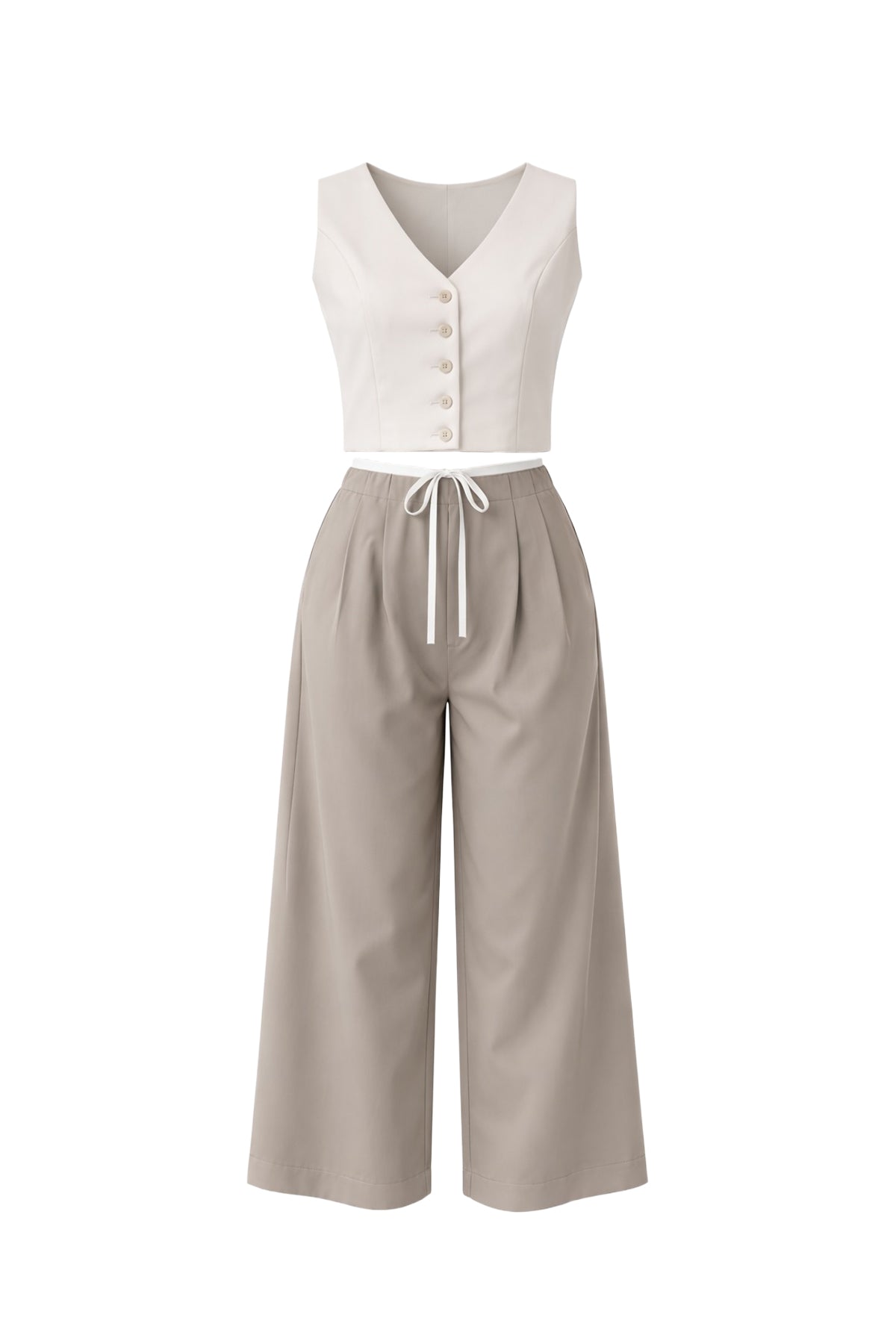Oceane Woven Vest & Wide-leg Trouser Set