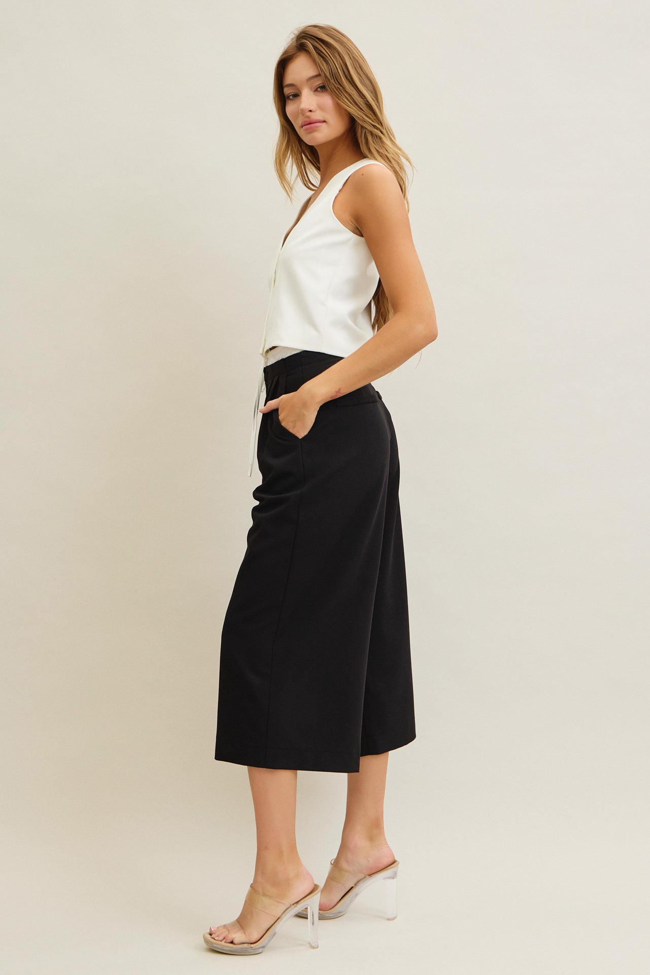 Oceane Woven Vest & Wide-leg Trouser Set