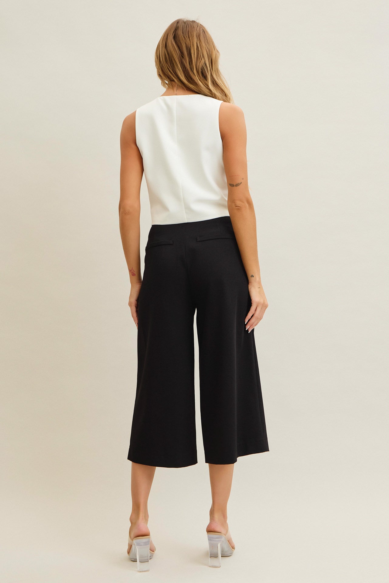 Oceane Woven Vest & Wide-leg Trouser Set