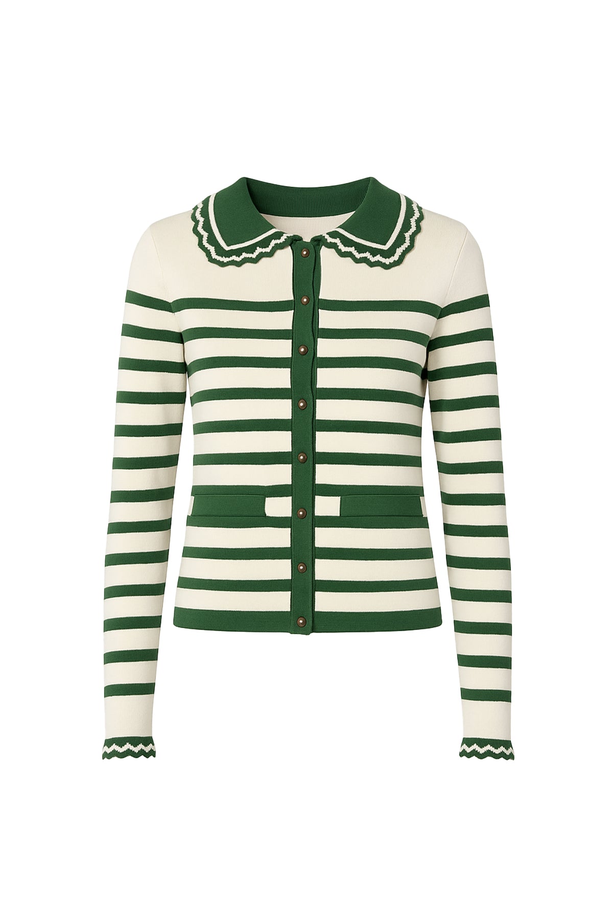Presley Stripe Cardigan With Frill Collar
