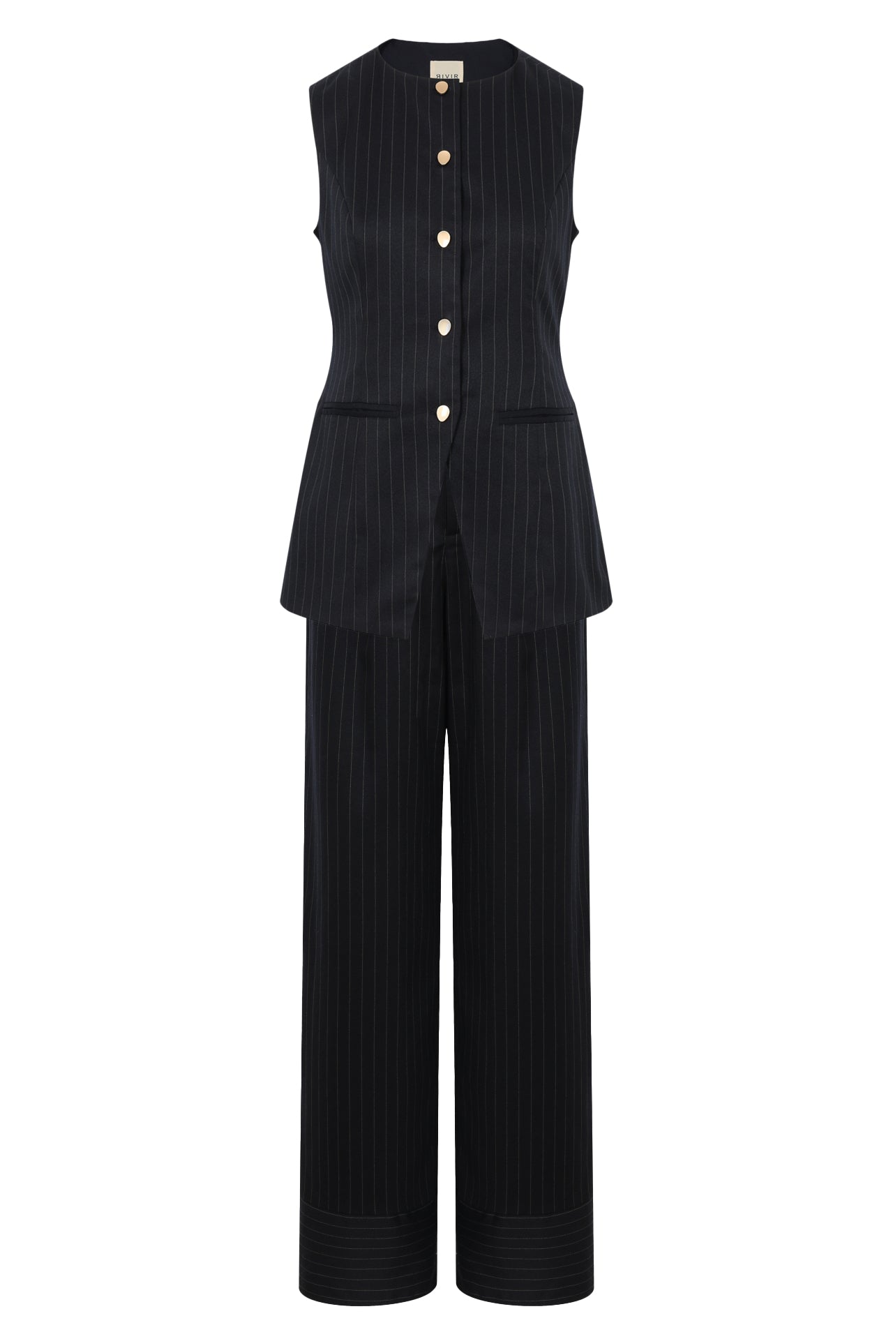 Velina Pinstripe Power Vest and Pants Set