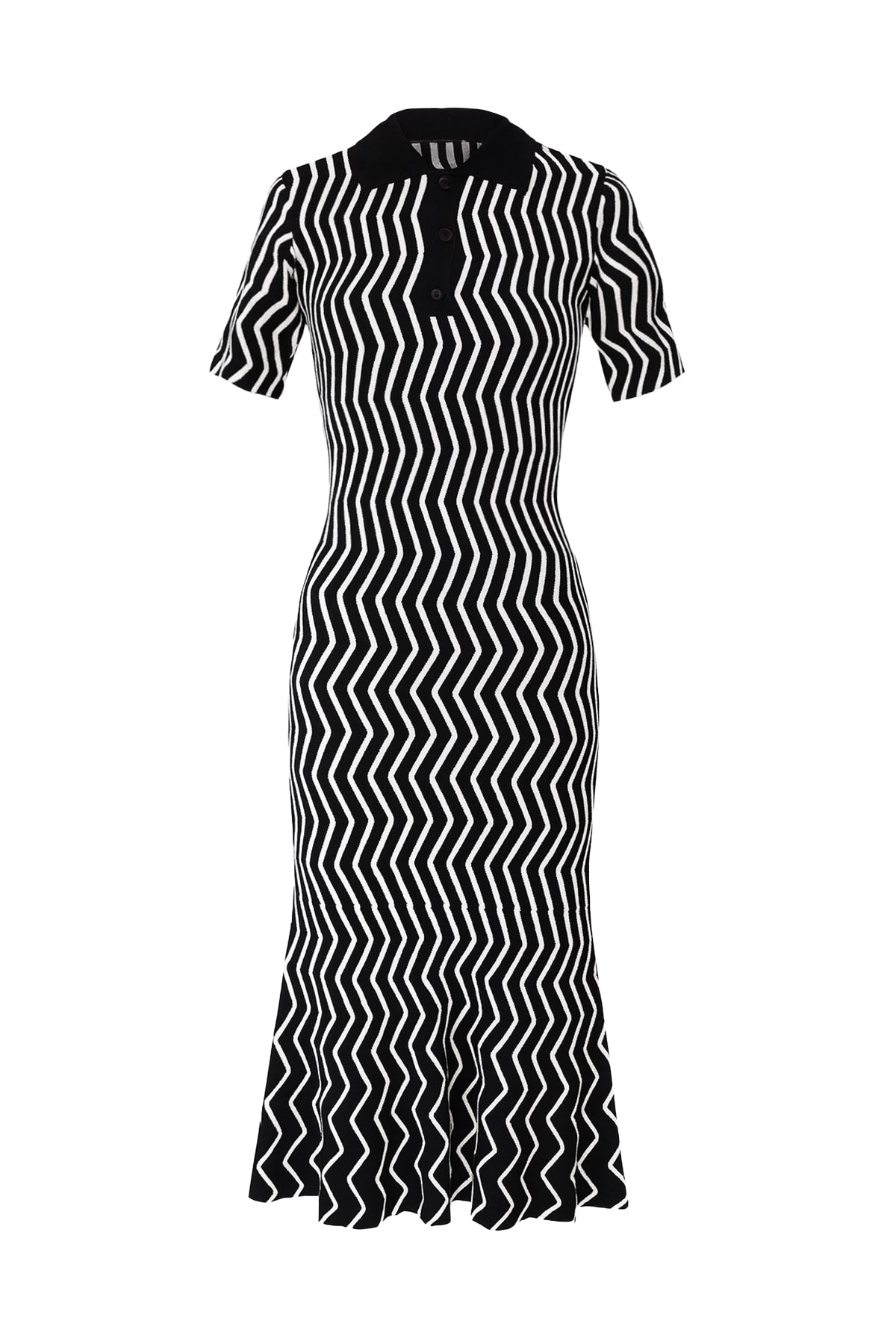 Herringbone Elegance Short Sleeve Knit Dress