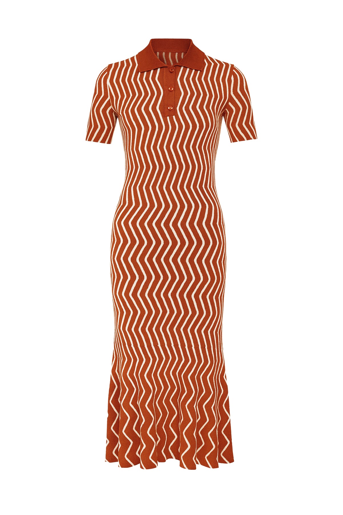 Herringbone Elegance Short Sleeve Knit Dress