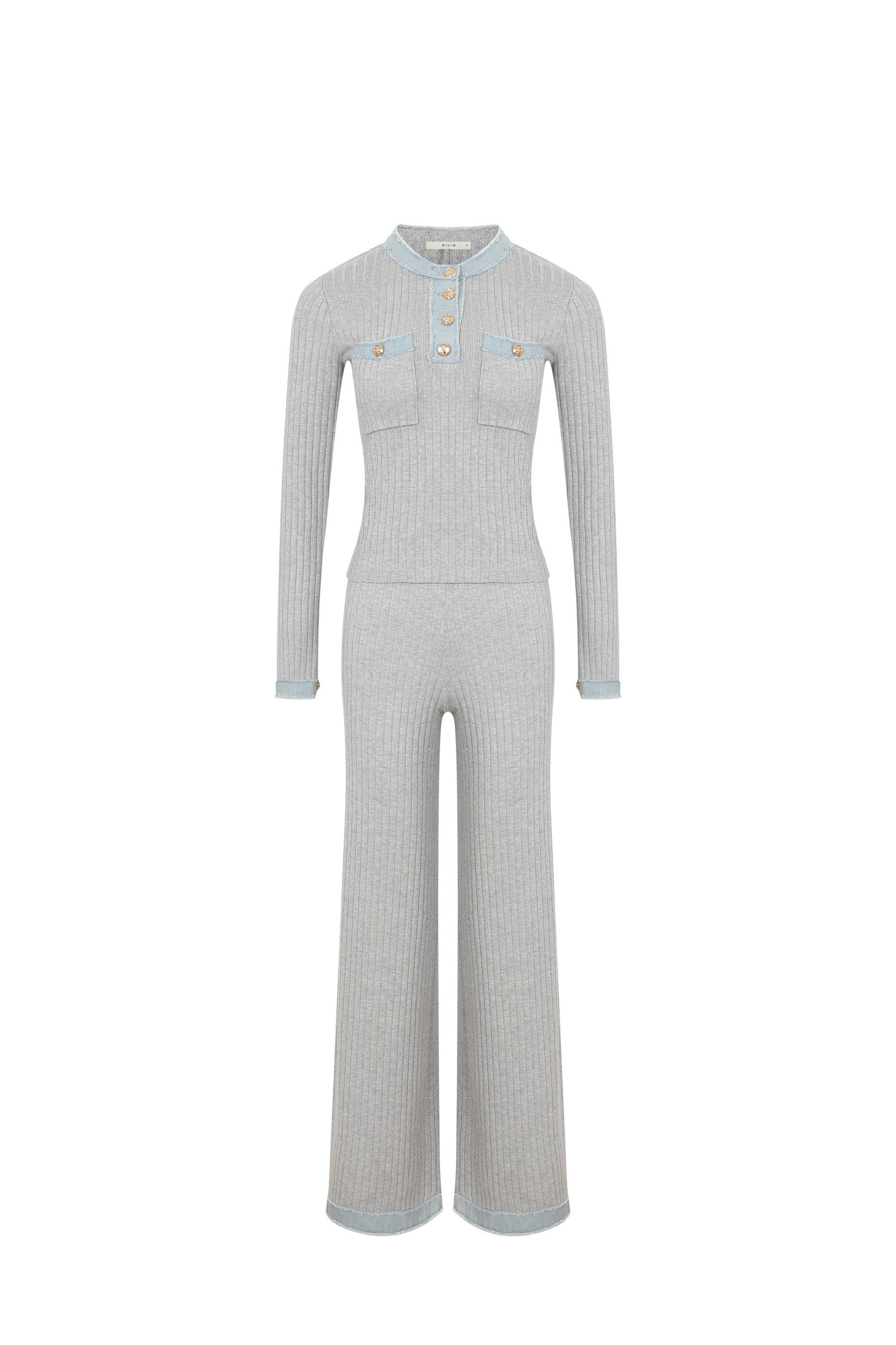 Contrast Flow Long Sleeve Top and Pants Set