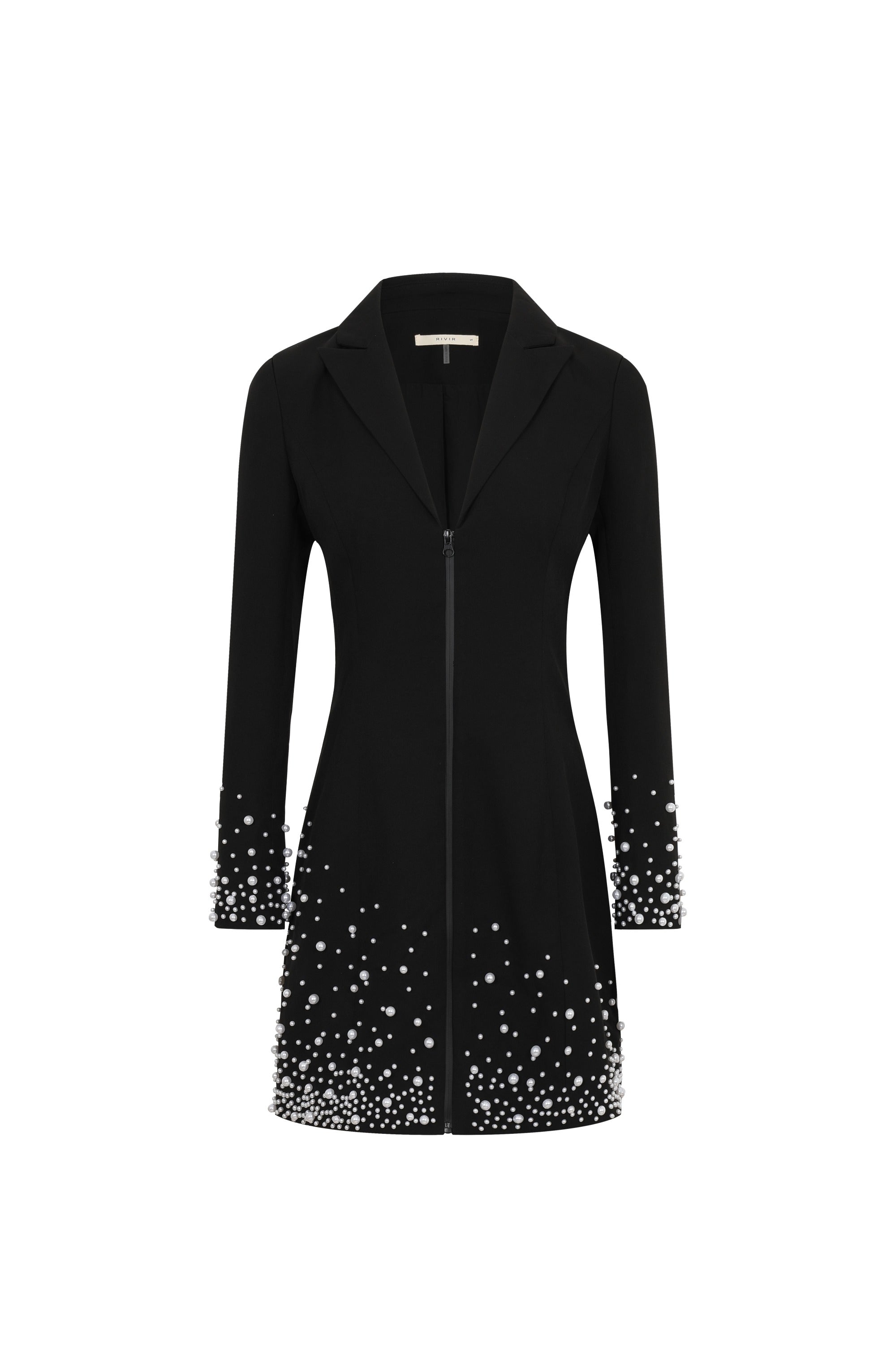 Midnight Pearl Embellished Blazer Dress