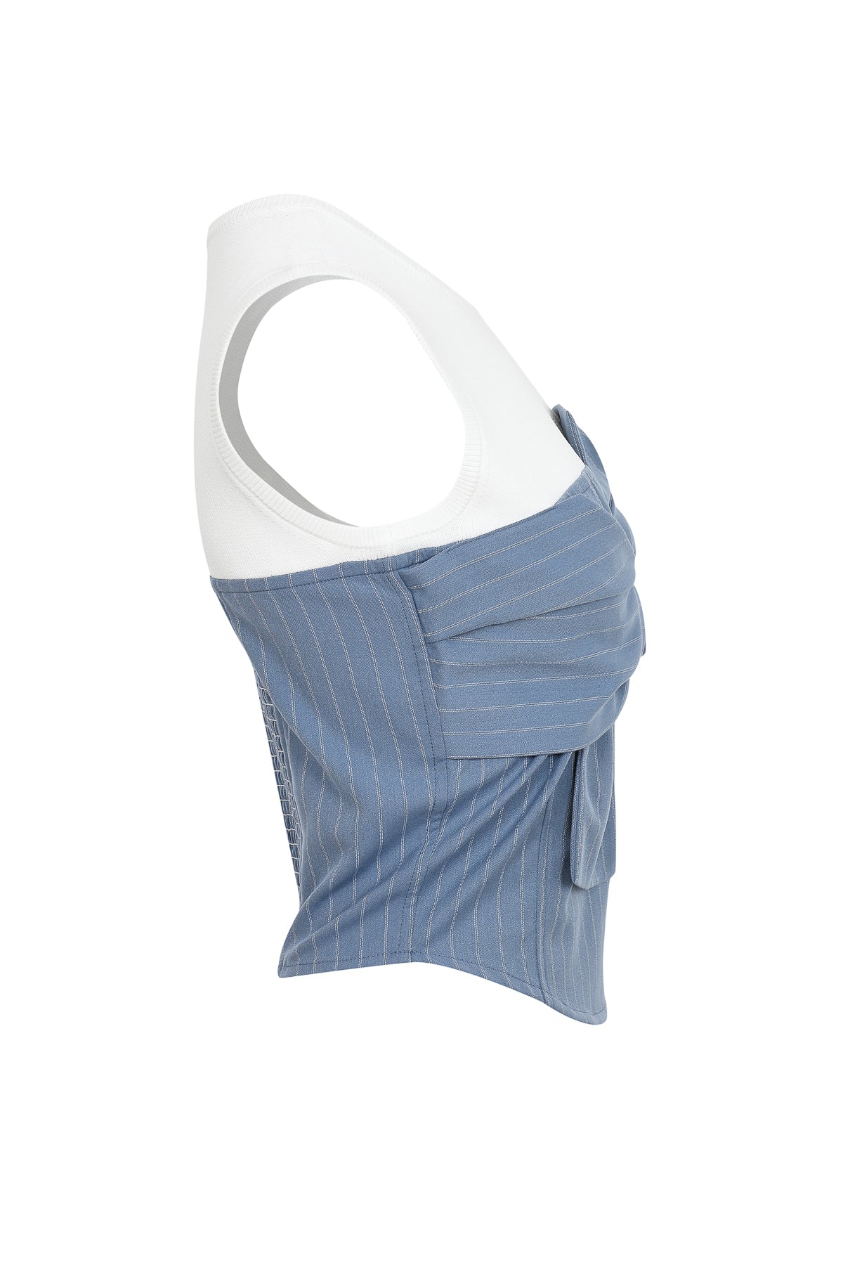 Daybreak Stripe Sleeveless Woven Bow Twofer Top