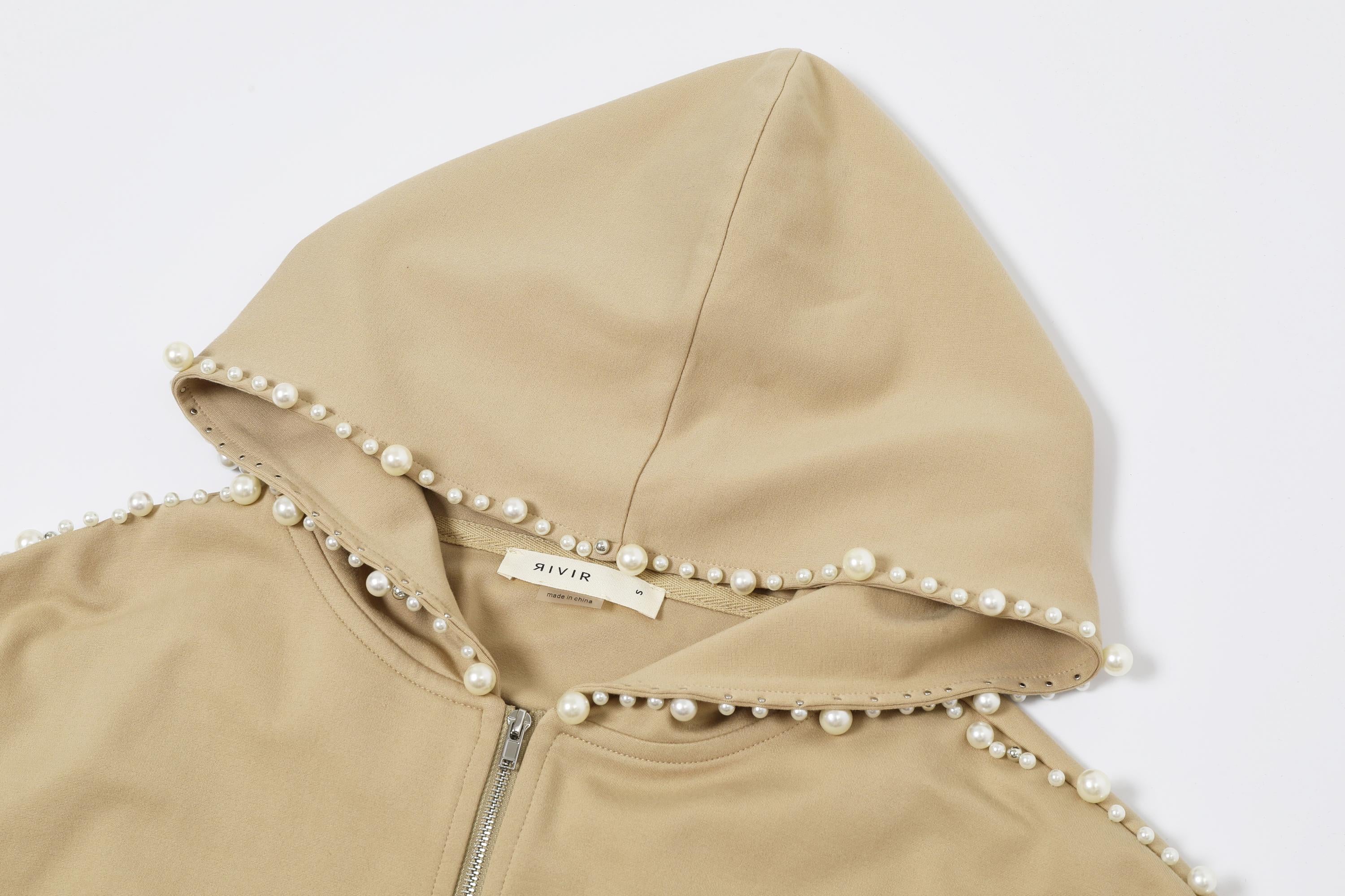 Pearl Embellished Hooded Jacket And Pants Set