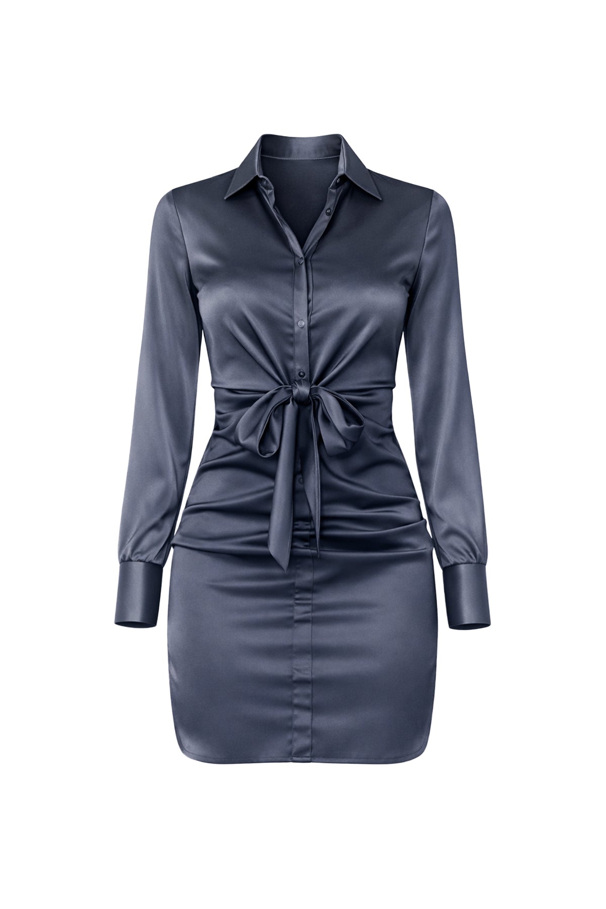 Solid Satin Front Tie Dress