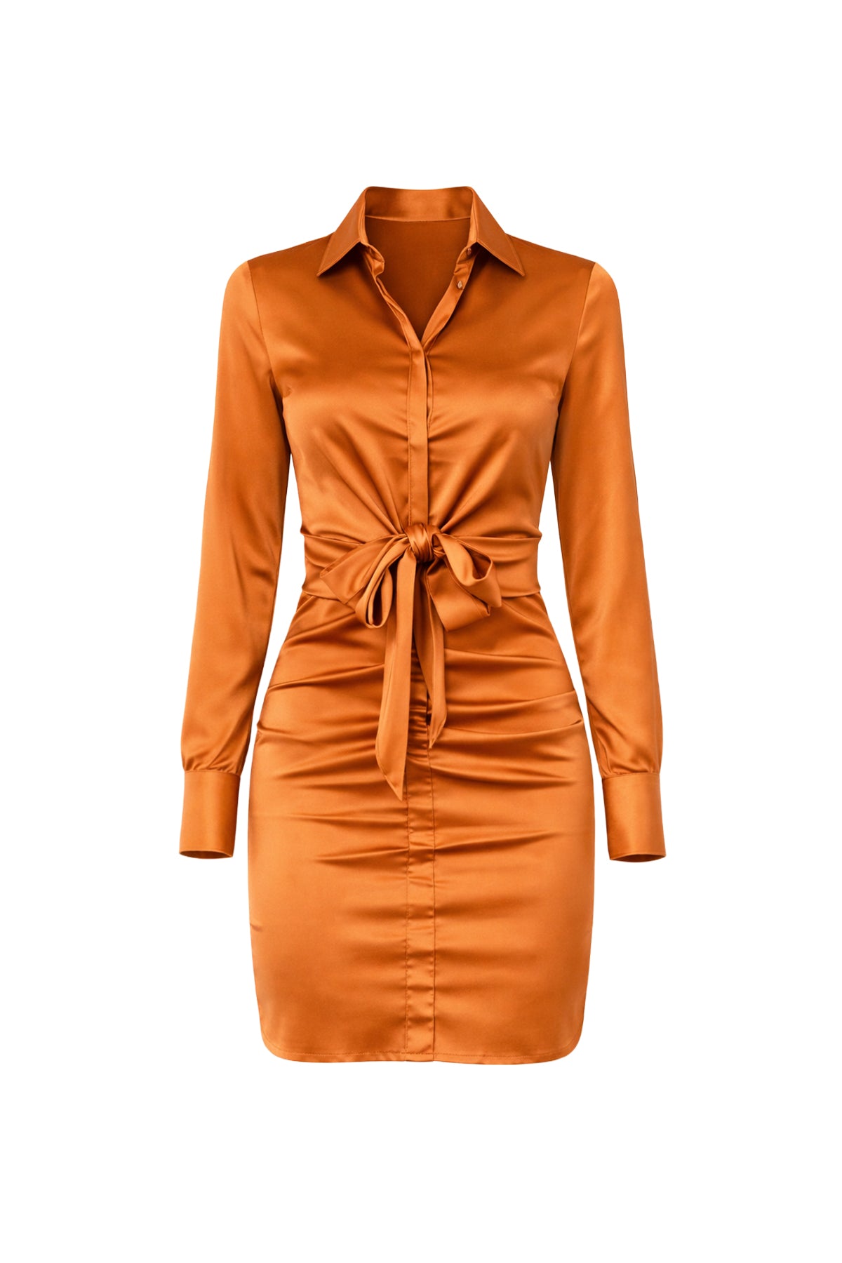 Solid Satin Front Tie Dress