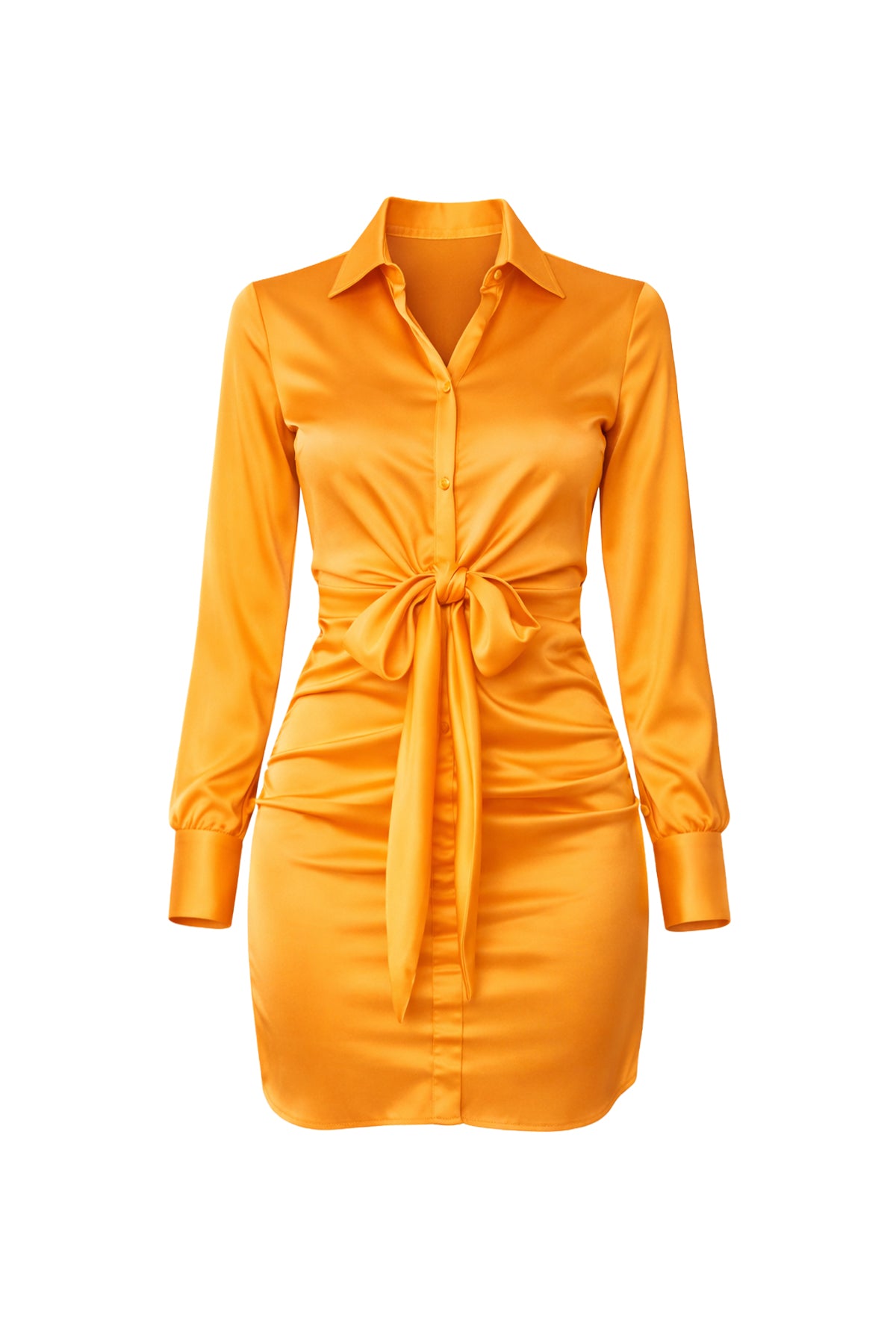 Solid Satin Front Tie Dress