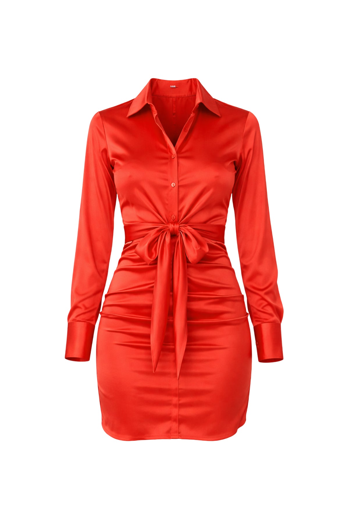 Solid Satin Front Tie Dress