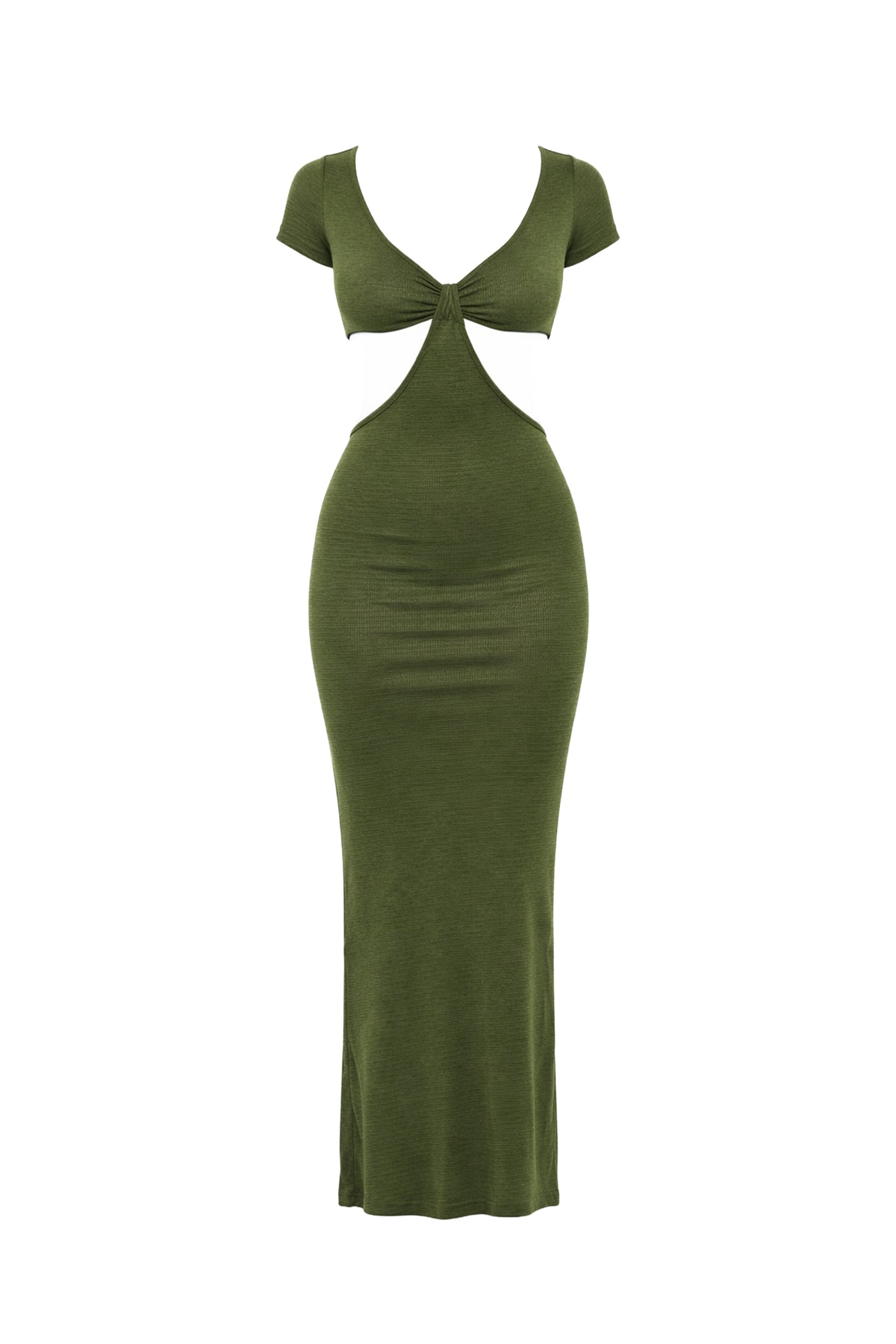 Solid Maxi Dress With Front Twist
