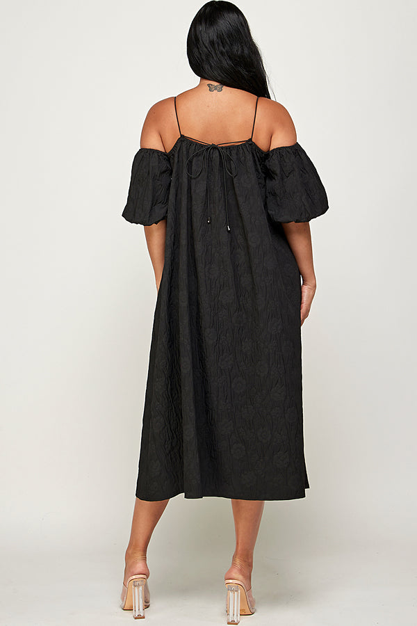 Off Shoulder Solid Midi Dress