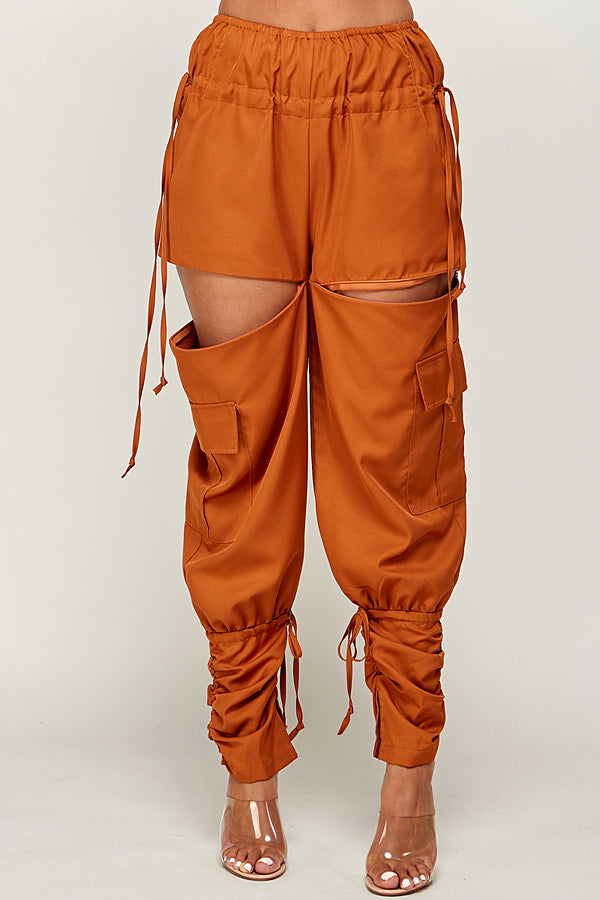 Woven High Waist Zip Pants