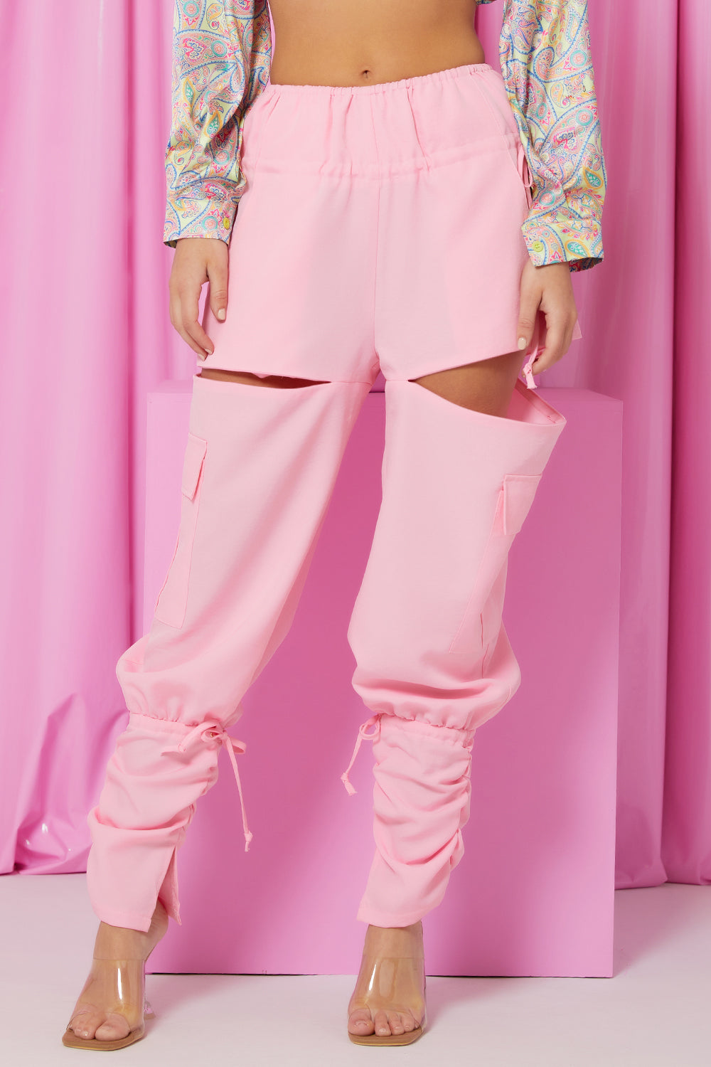 Woven High Waist Zip Pants