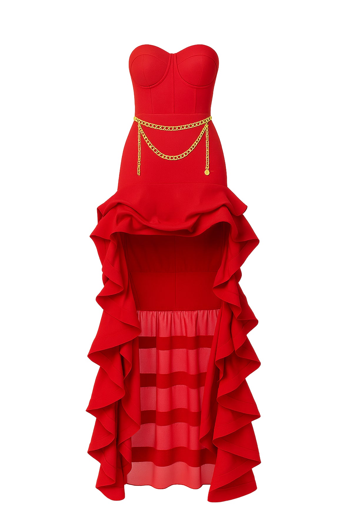 Off Shoulder Bustier Ruffle Dress