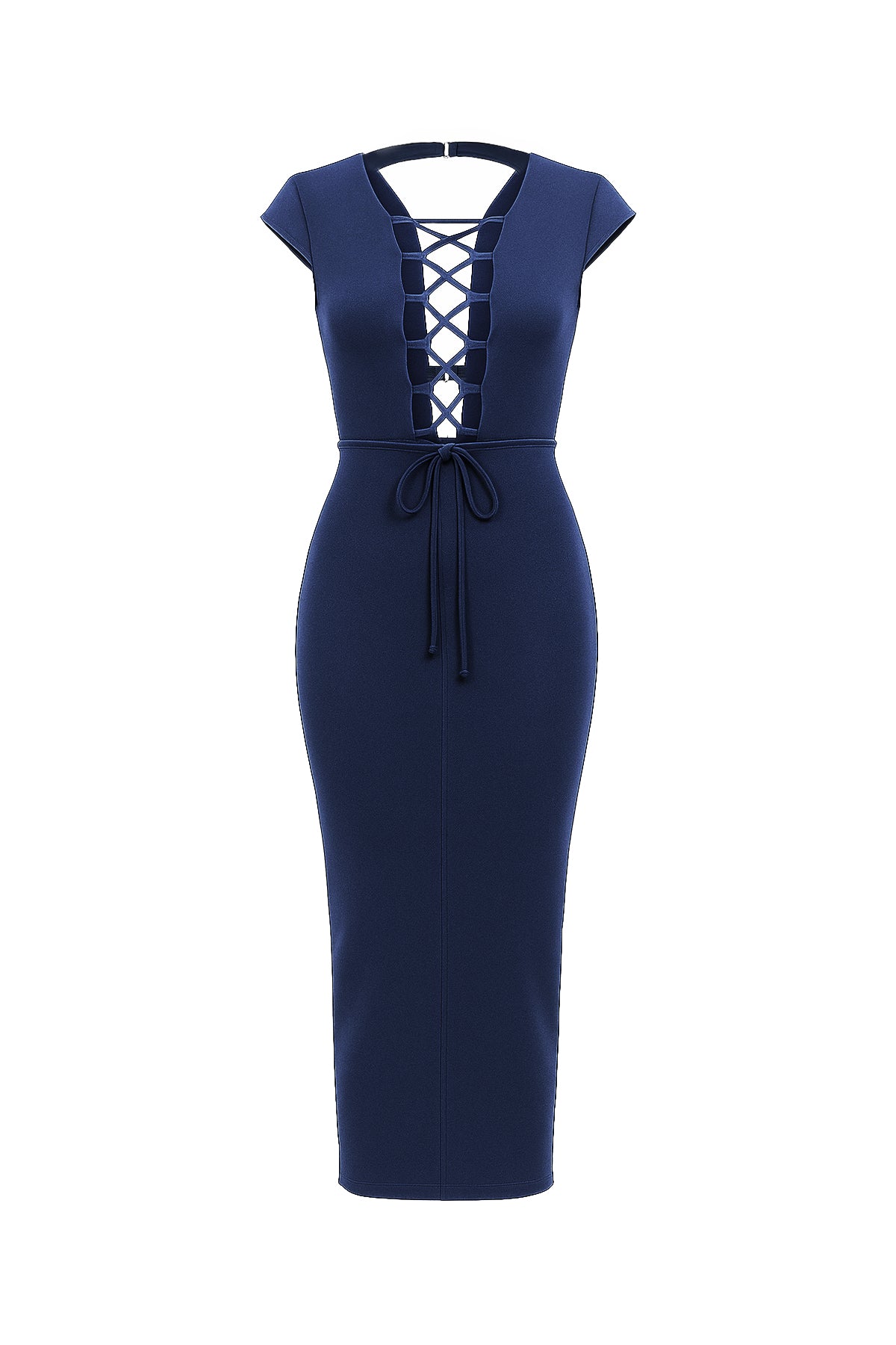 Lace-Up Bodycon Midi Dress