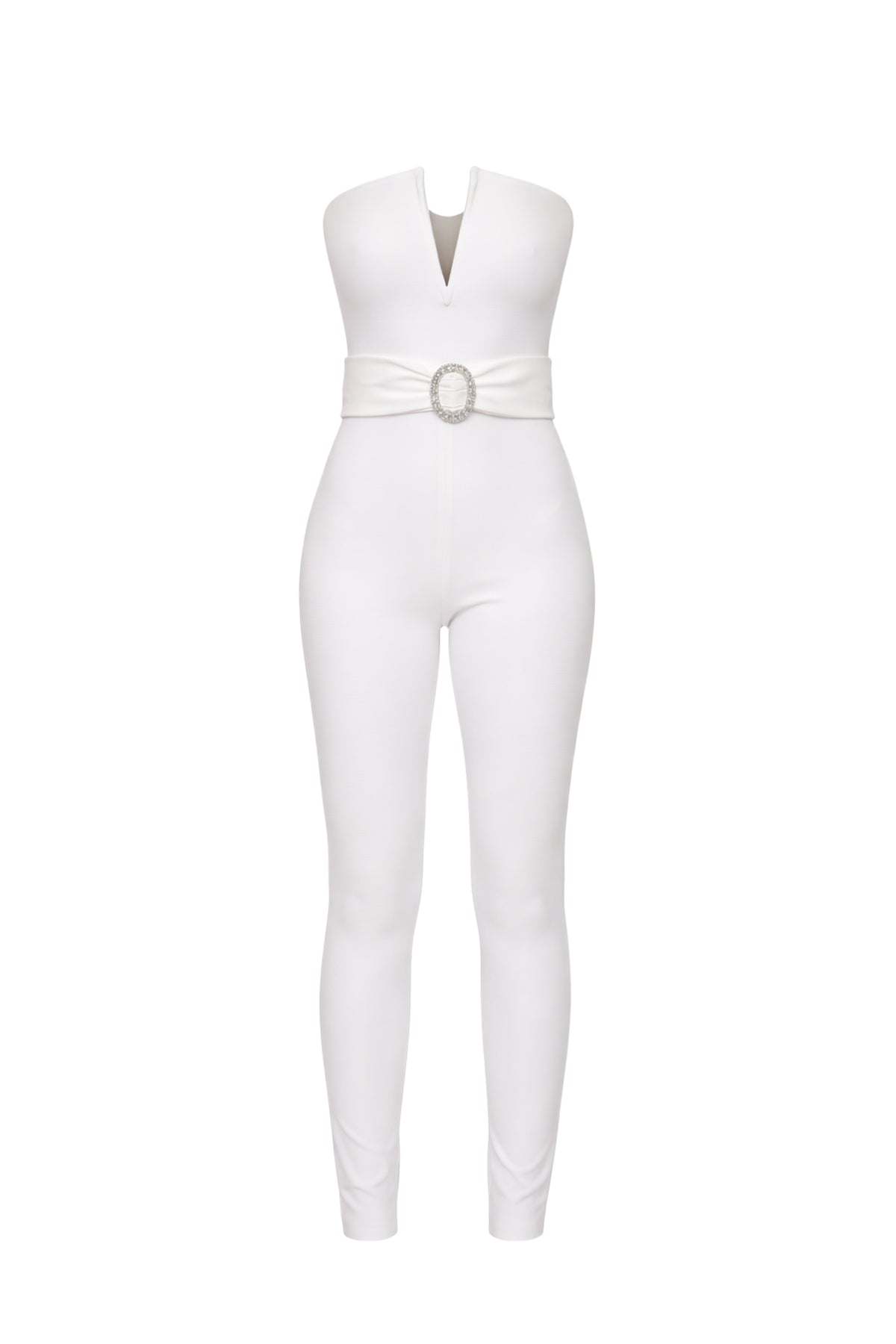 Bandage Accent Belt Tube Jumpsuit