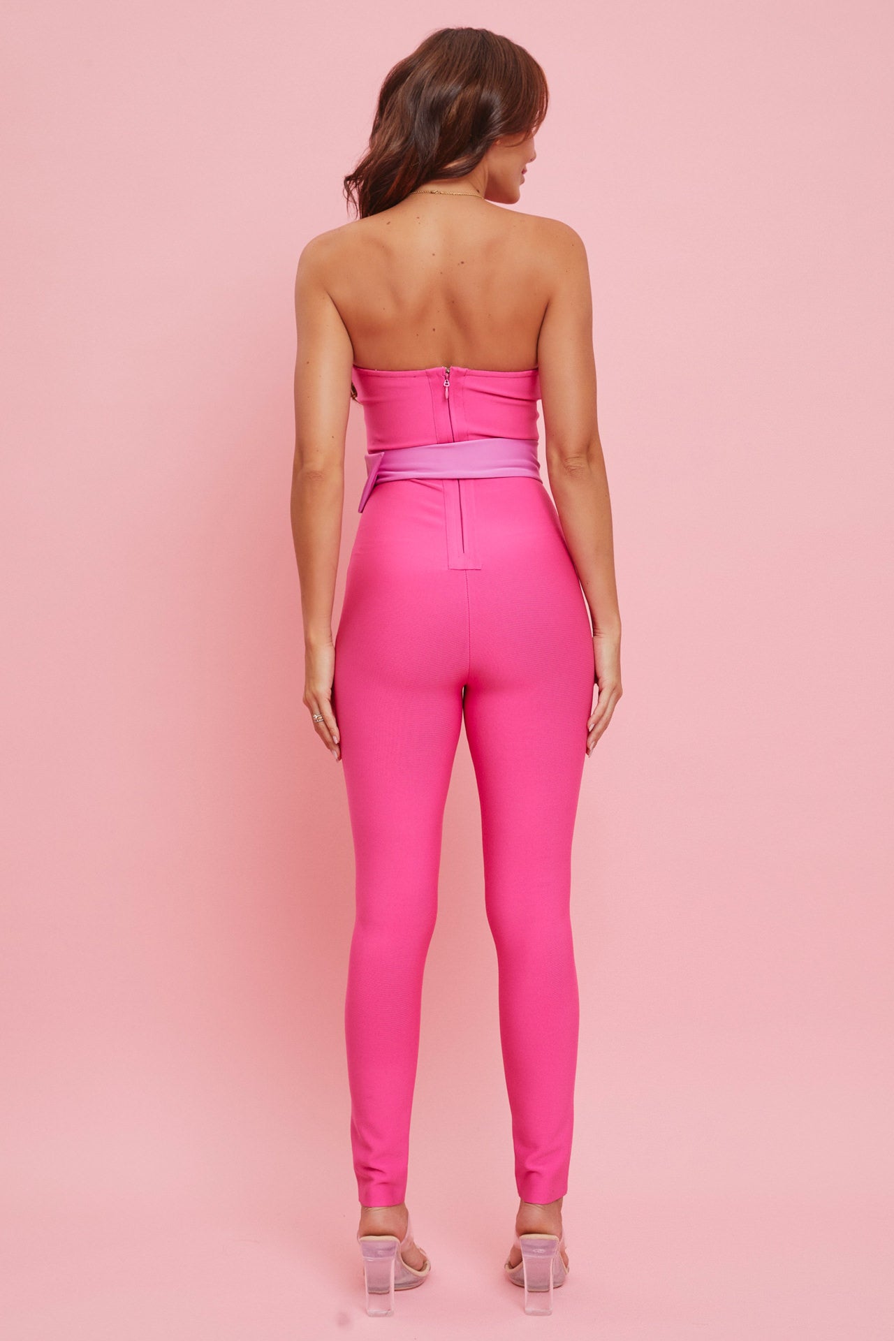 Bandage Accent Belt Tube Jumpsuit