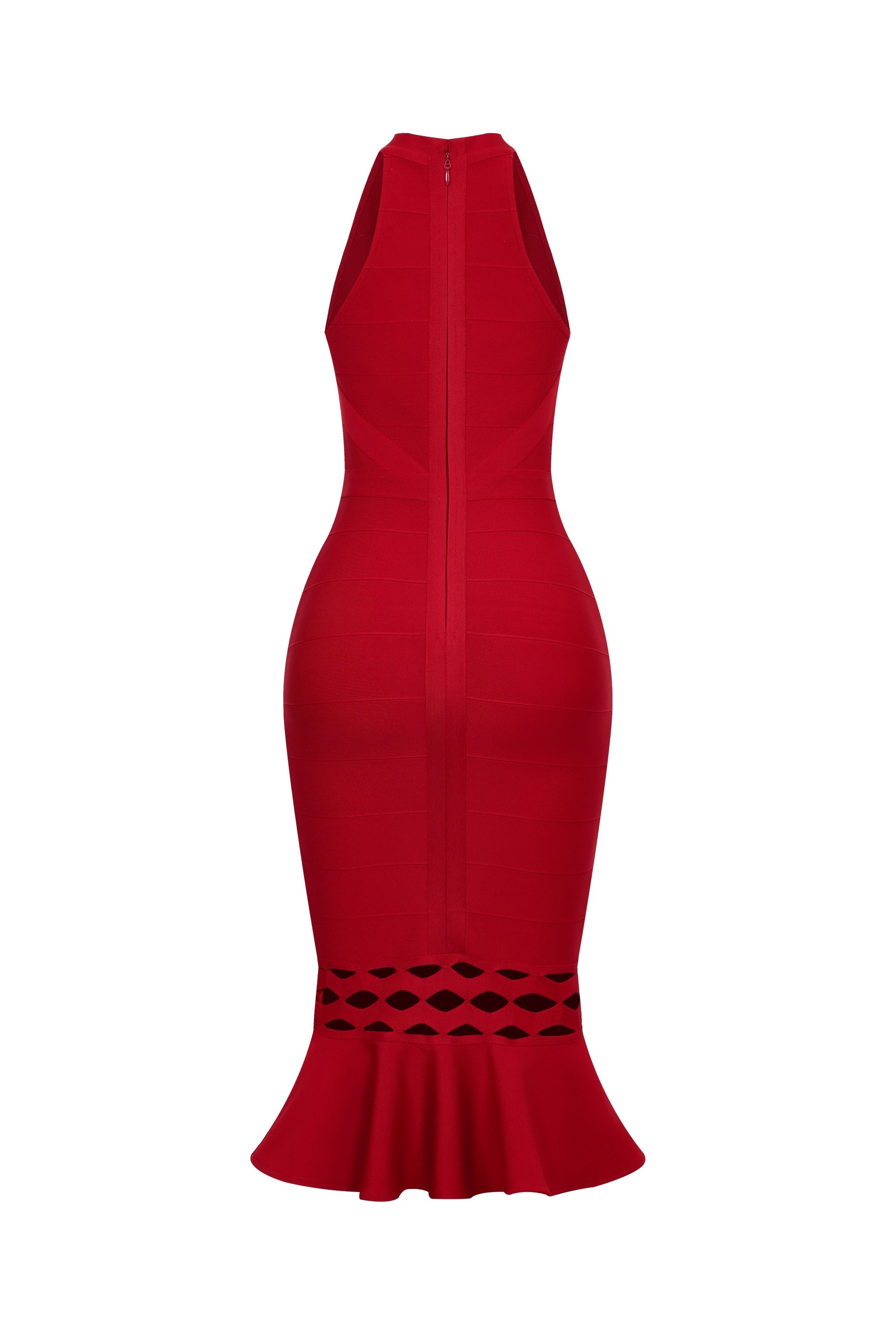 Bandage Halter Mock Neck Midi Dress